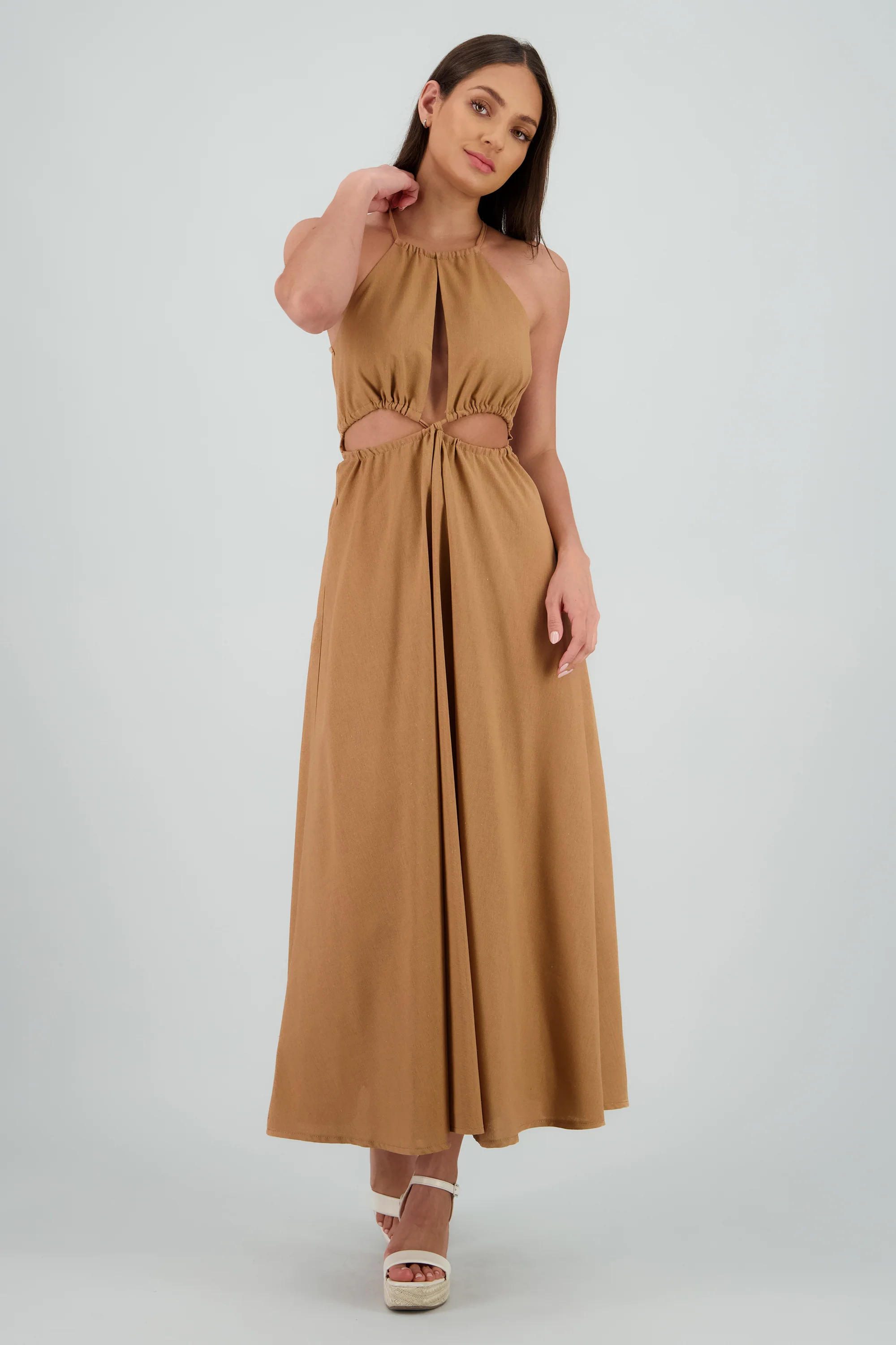 Vestido cut out maxi lino - Image 2