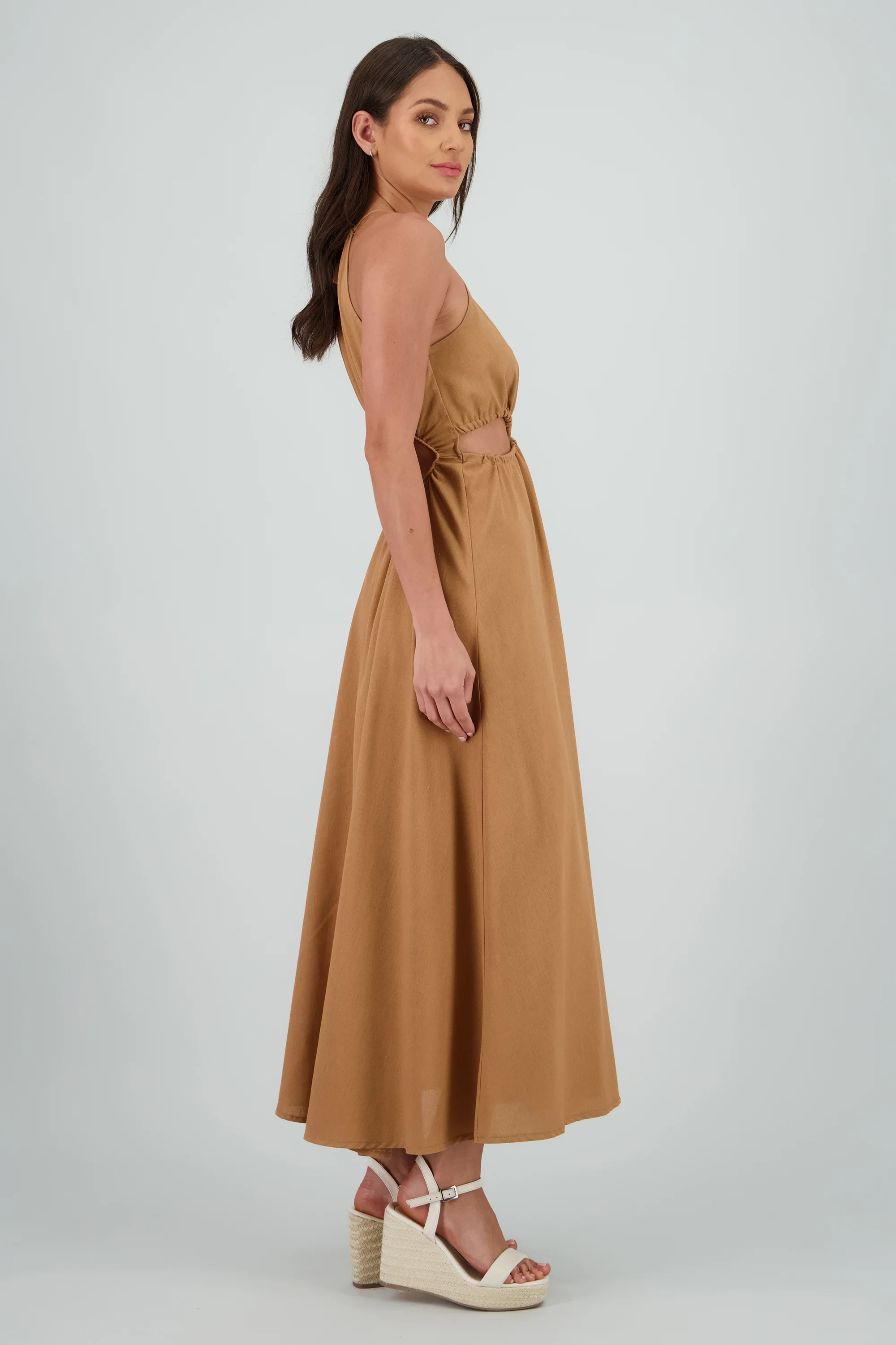 Vestido cut out maxi lino - Image 3
