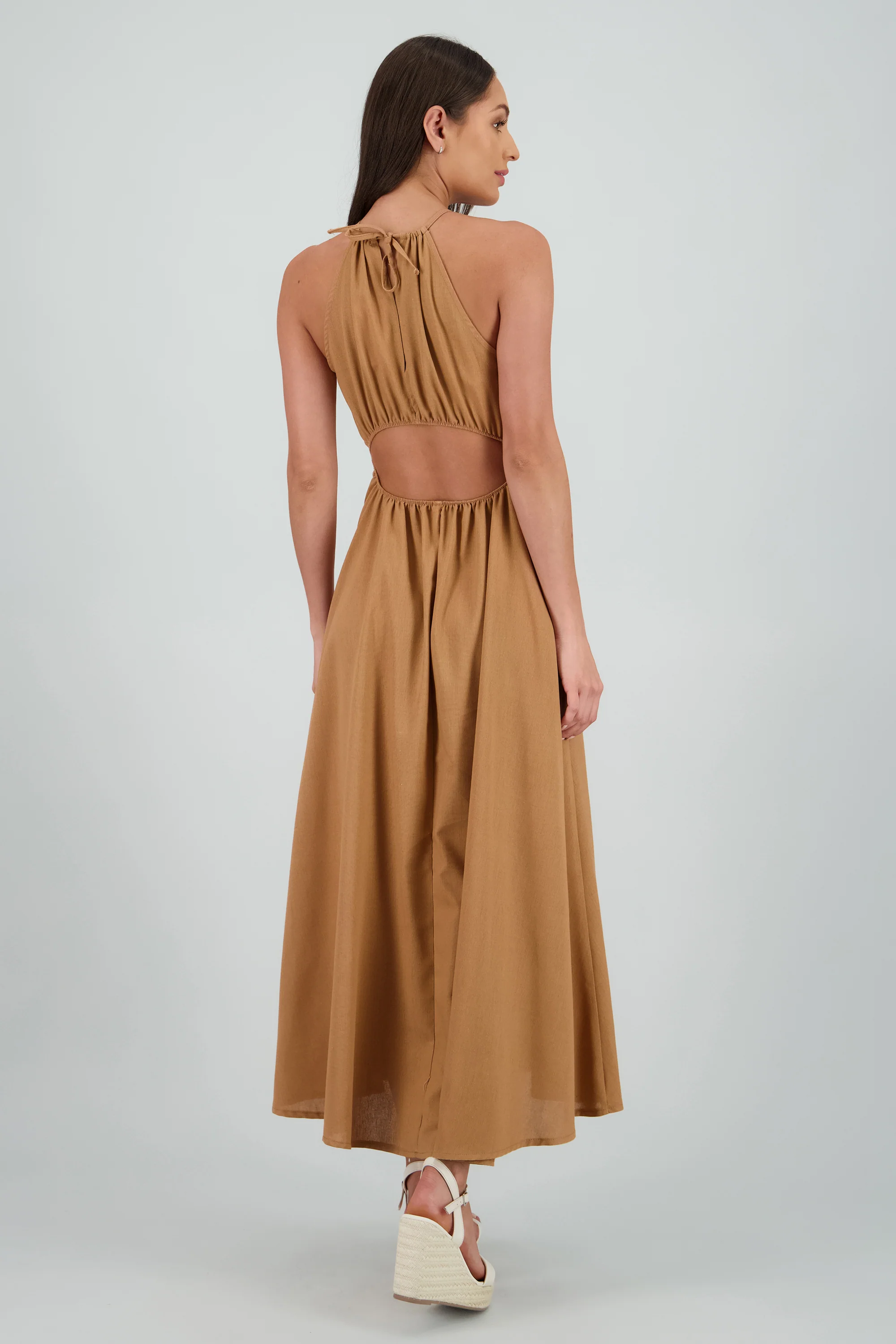Vestido cut out maxi lino - Image 4