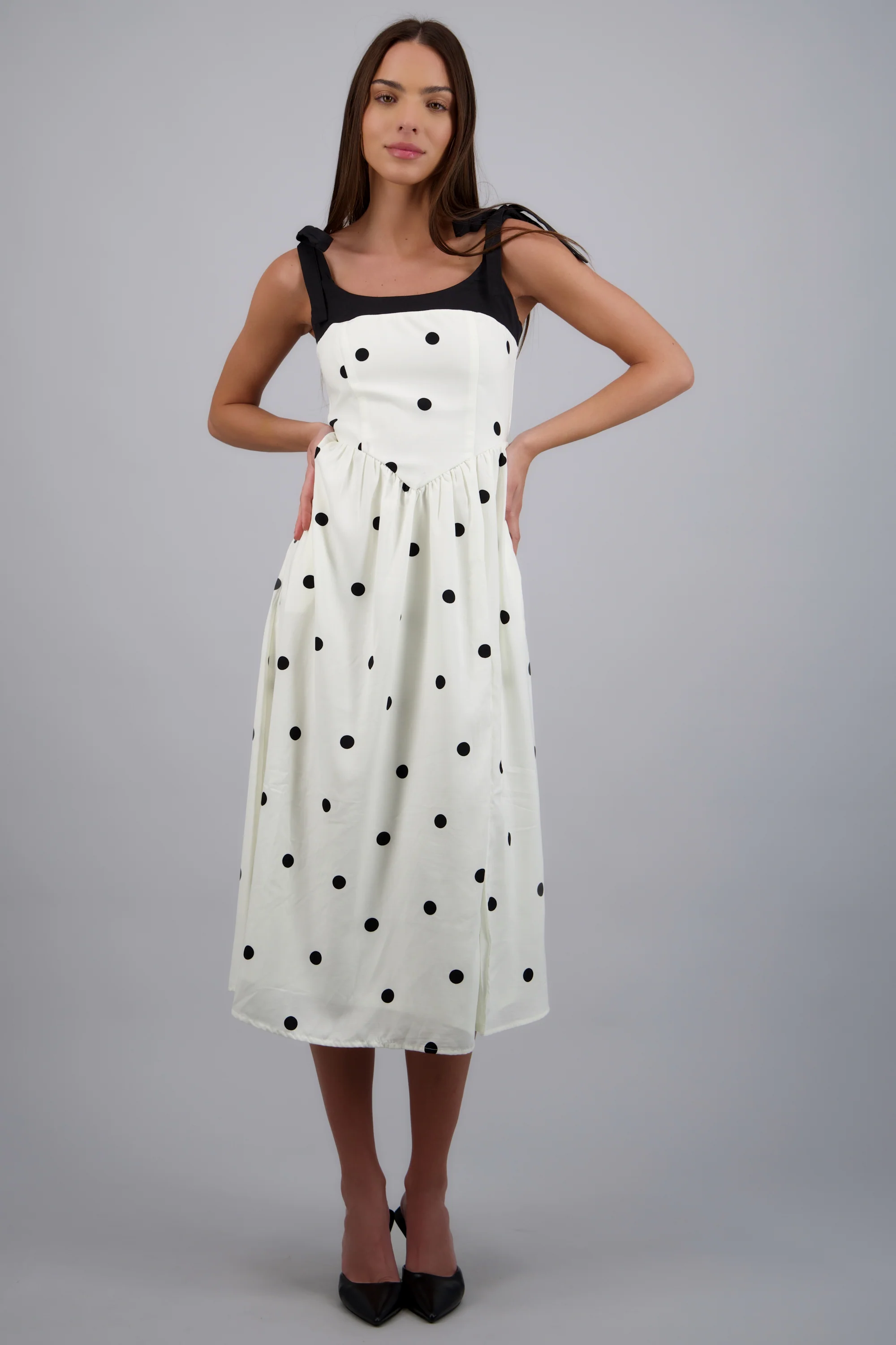 Vestido de lino estampado polkadots - Image 3