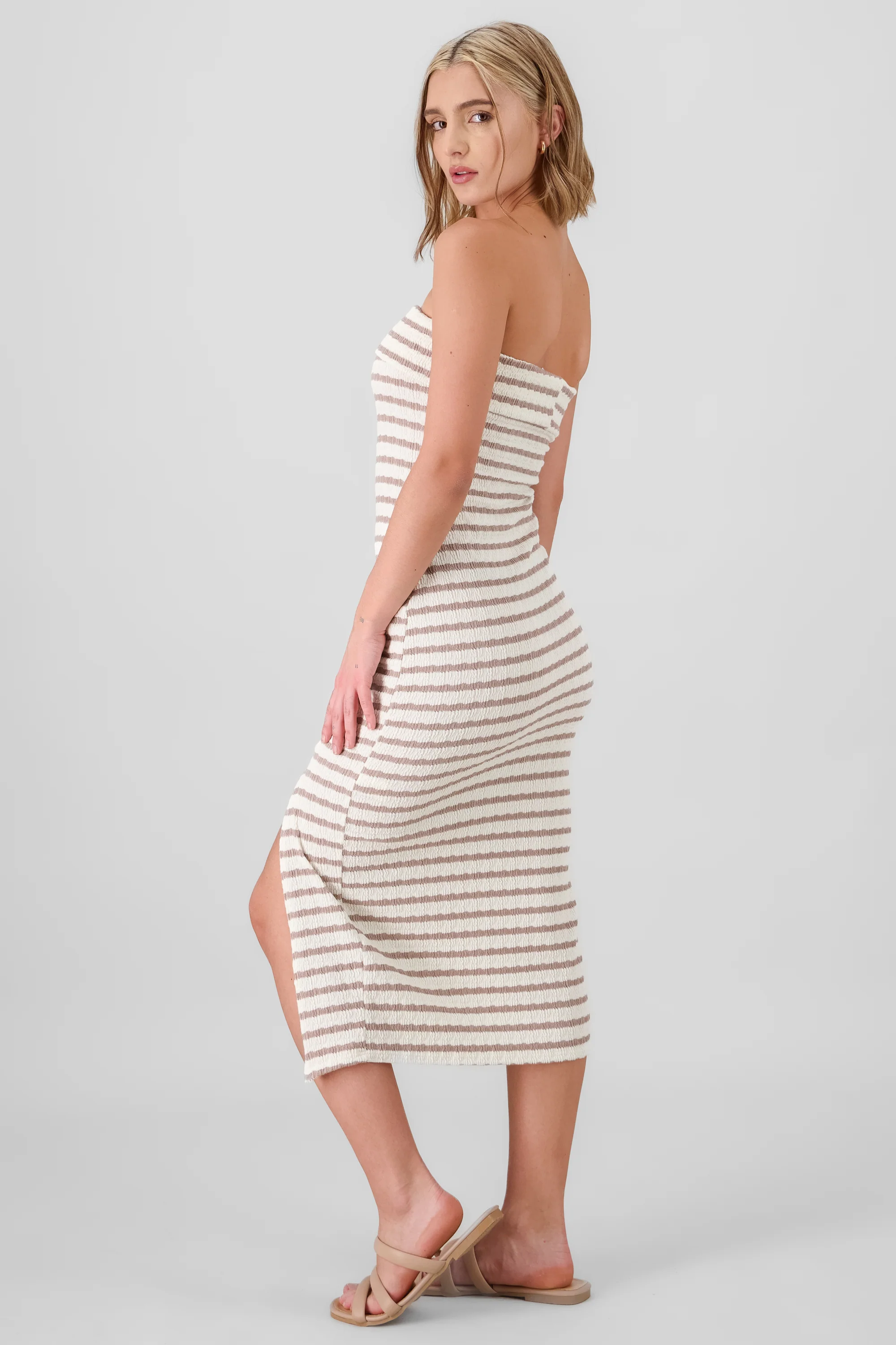 Vestido strapless estampado rayas - Image 3