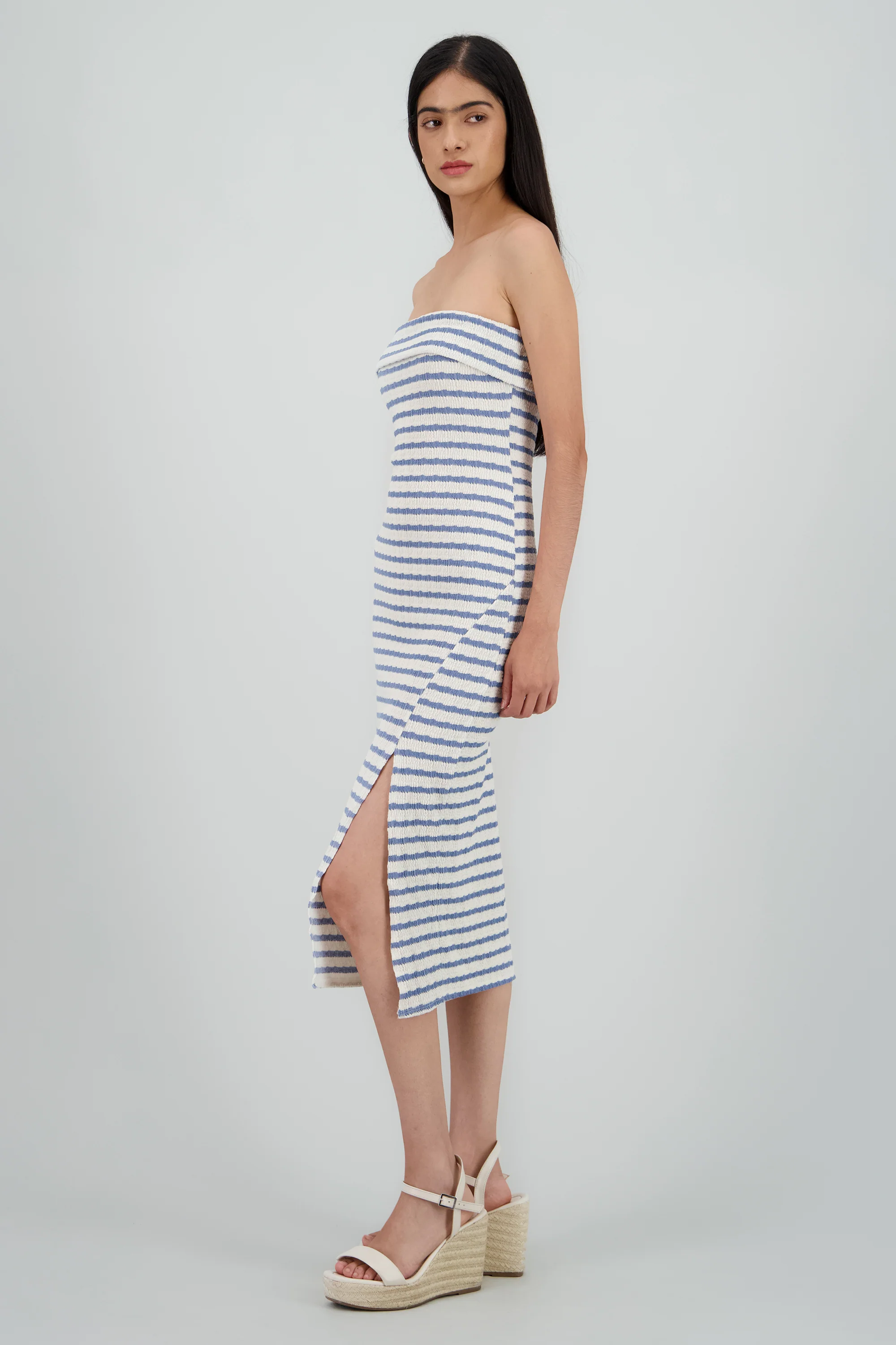 Vestido strapless estampado rayas - Image 3