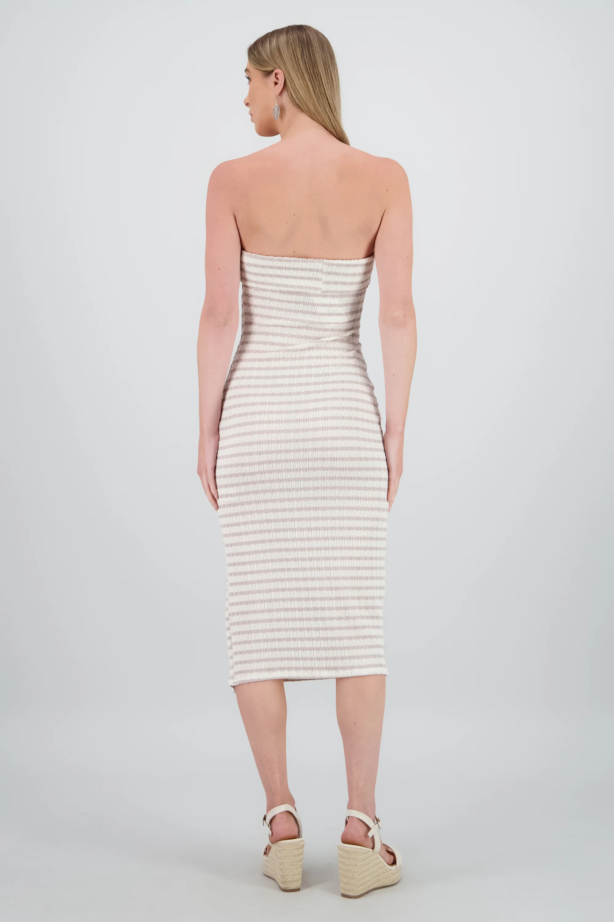 Vestido strapless estampado rayas - Image 4