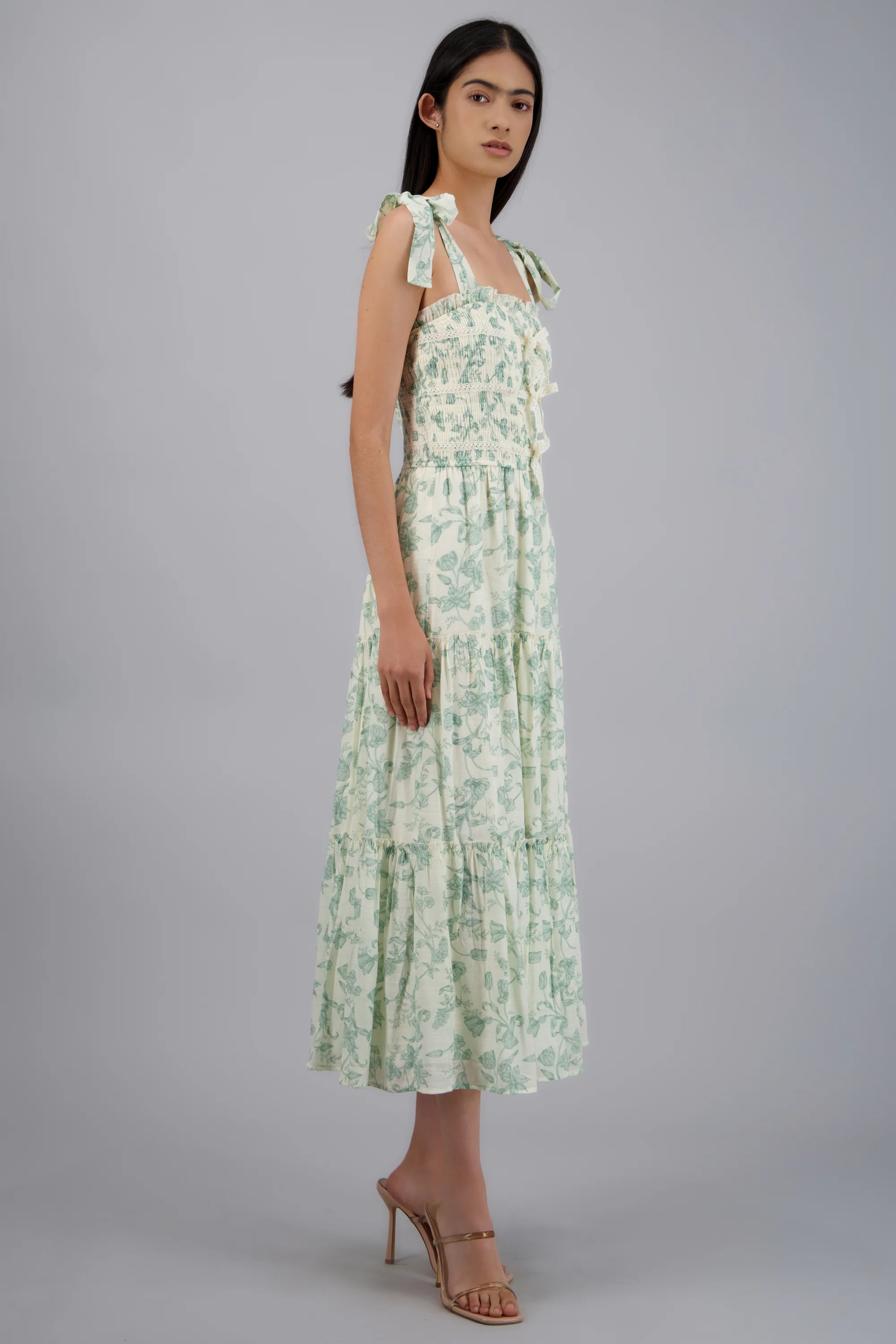 Vestido detalle moños estampado flores - Image 3