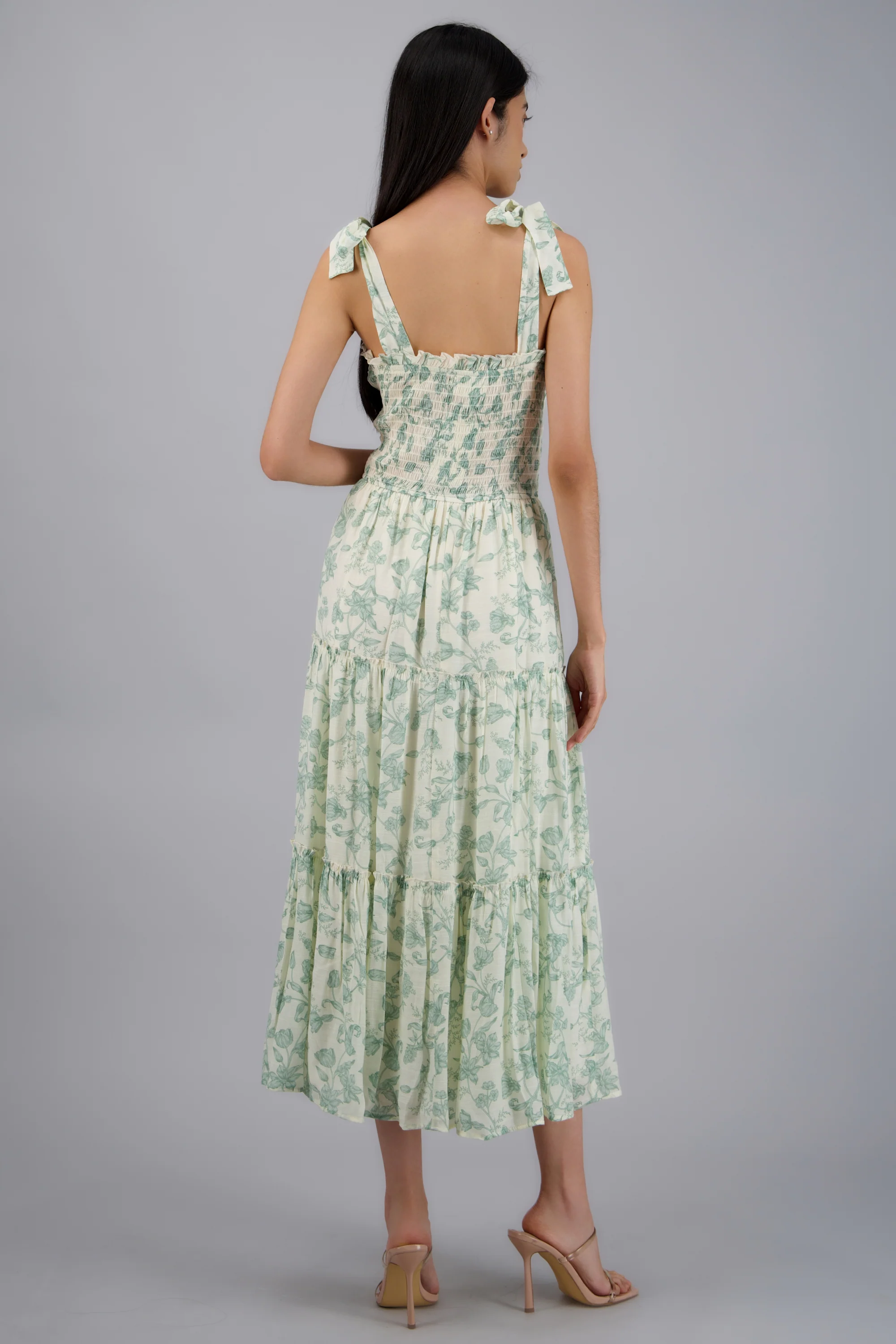 Vestido detalle moños estampado flores - Image 4