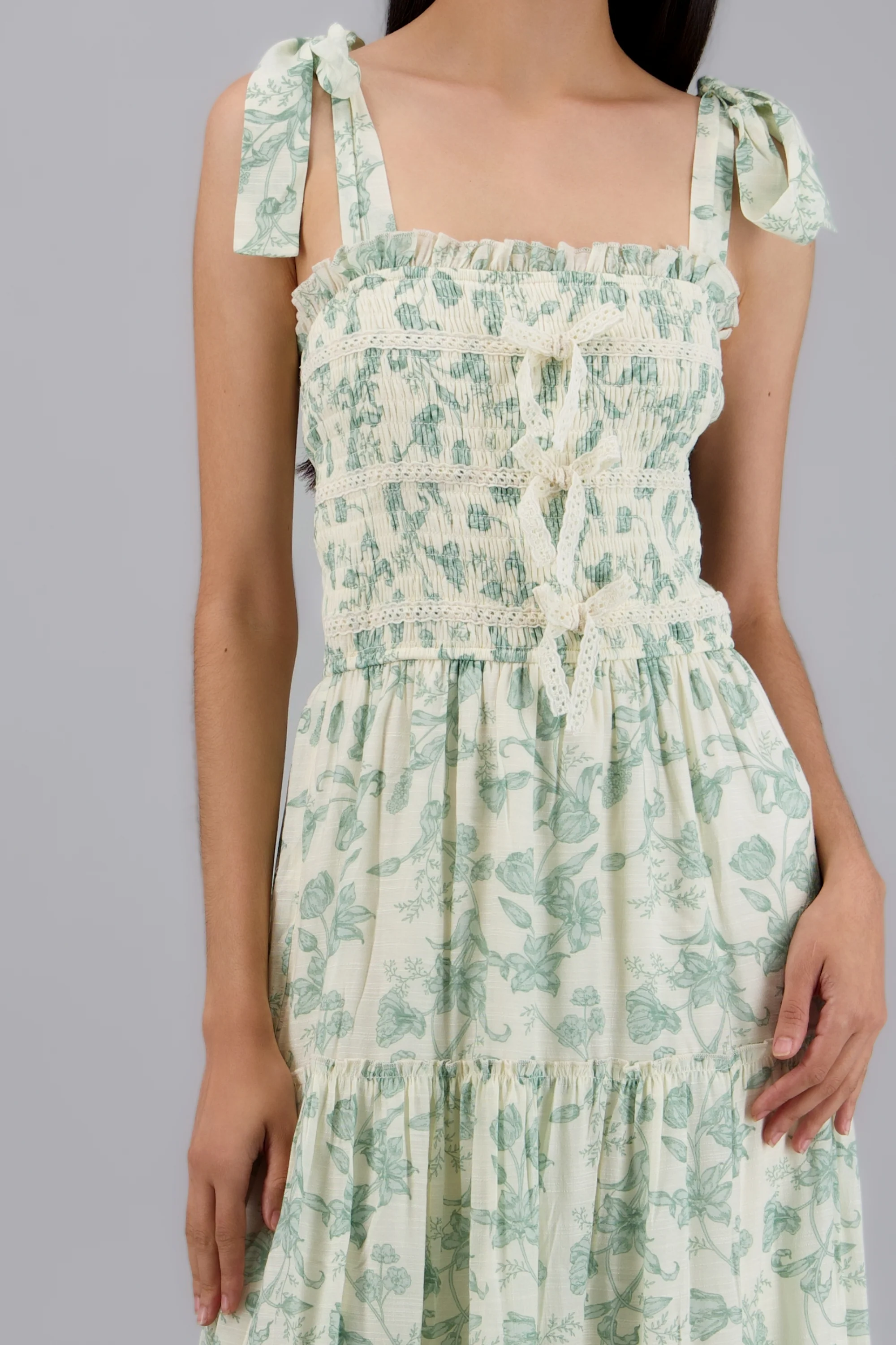 Vestido detalle moños estampado flores - Image 5