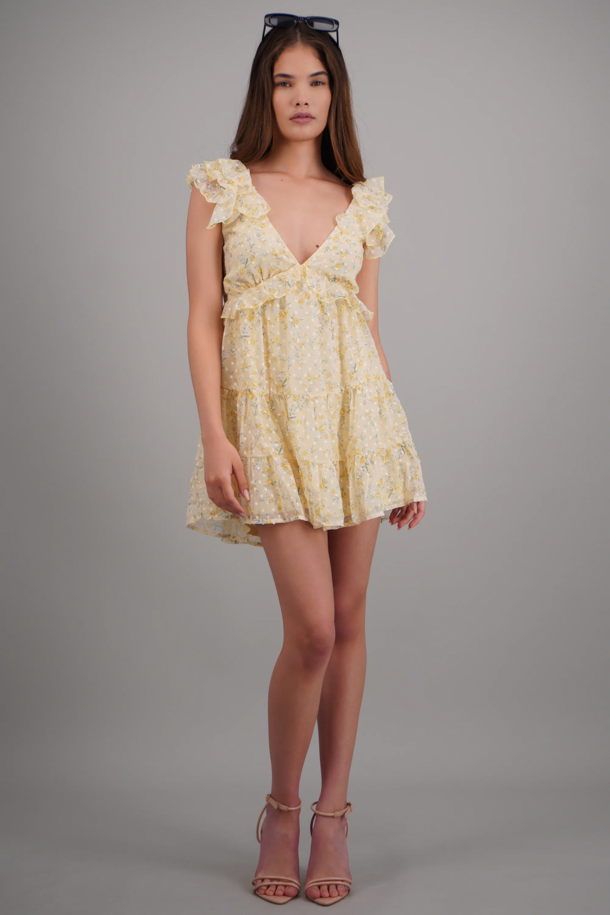 Vestido detalle tirantes olanes estampado flores - Image 3