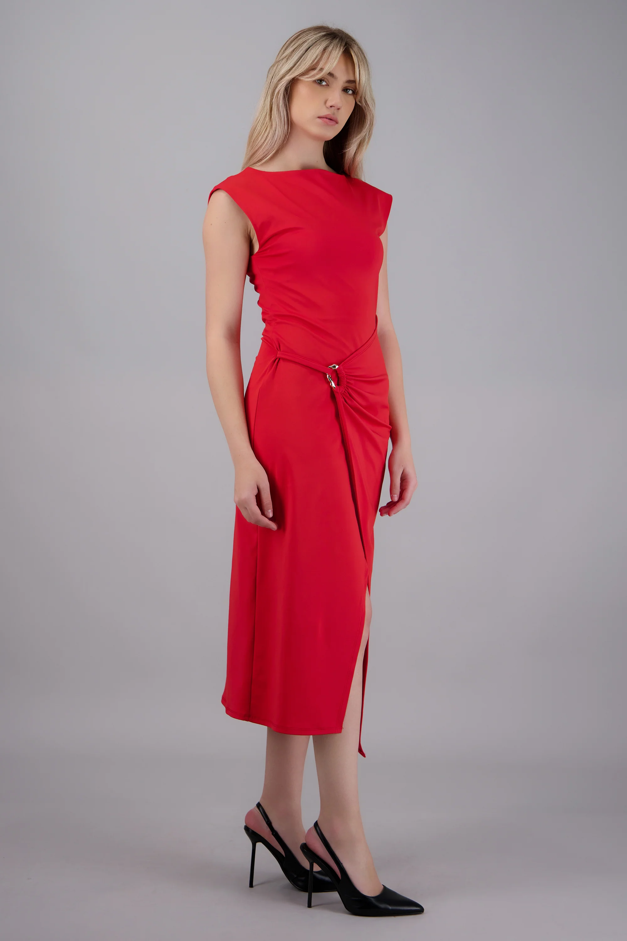 Vestido drapeado detalle aro - Image 3