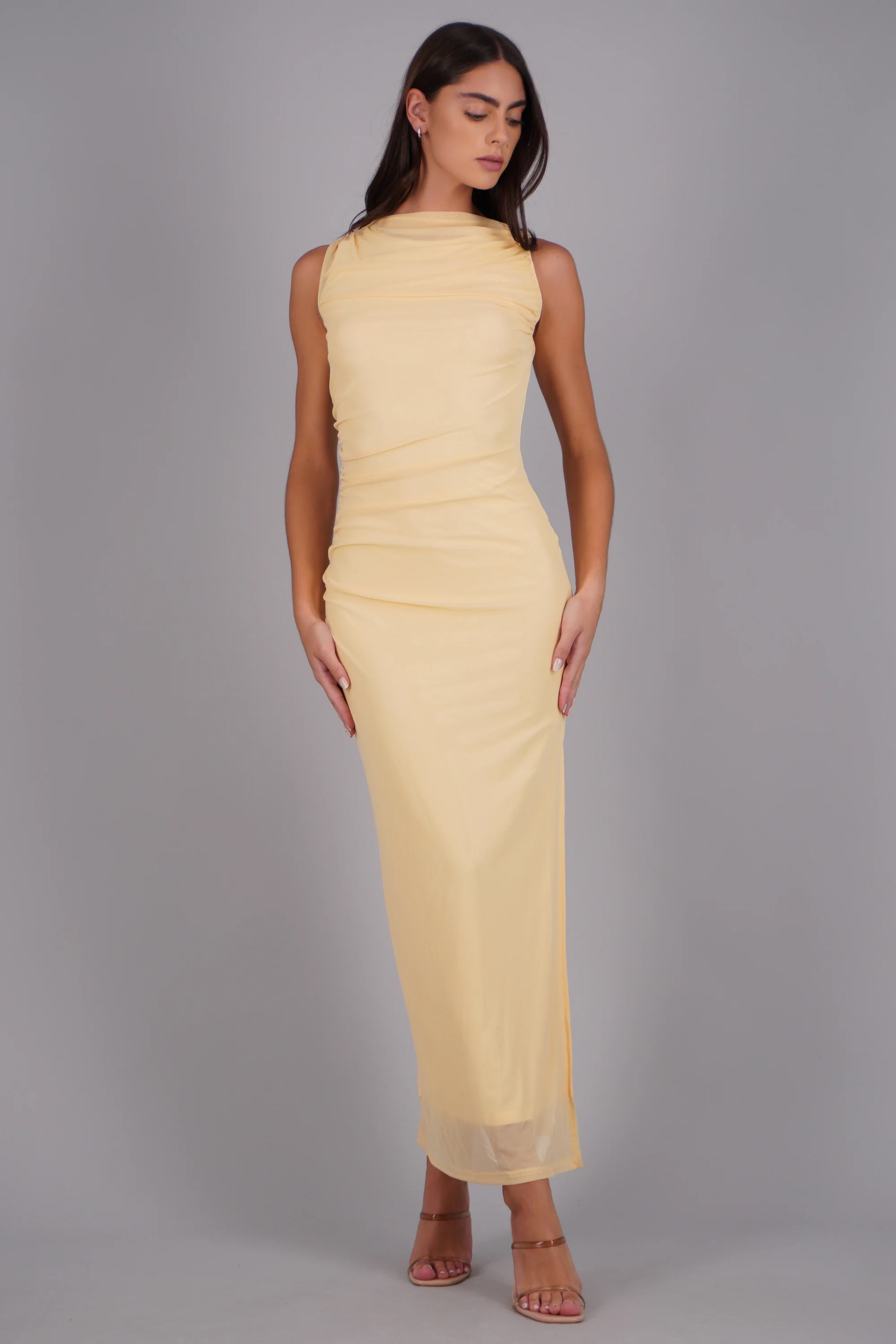 Vestido drapeado mesh