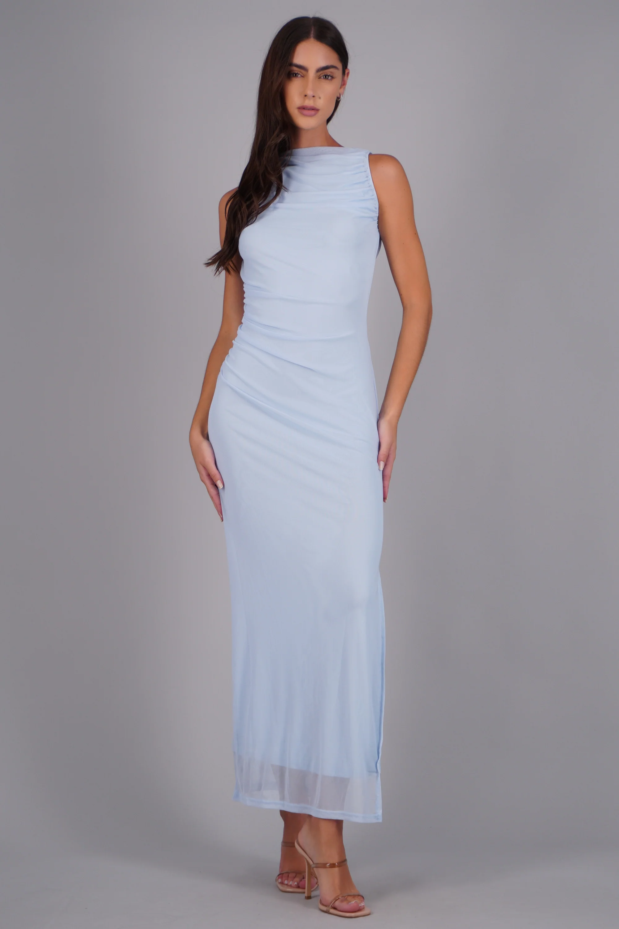 Vestido drapeado mesh
