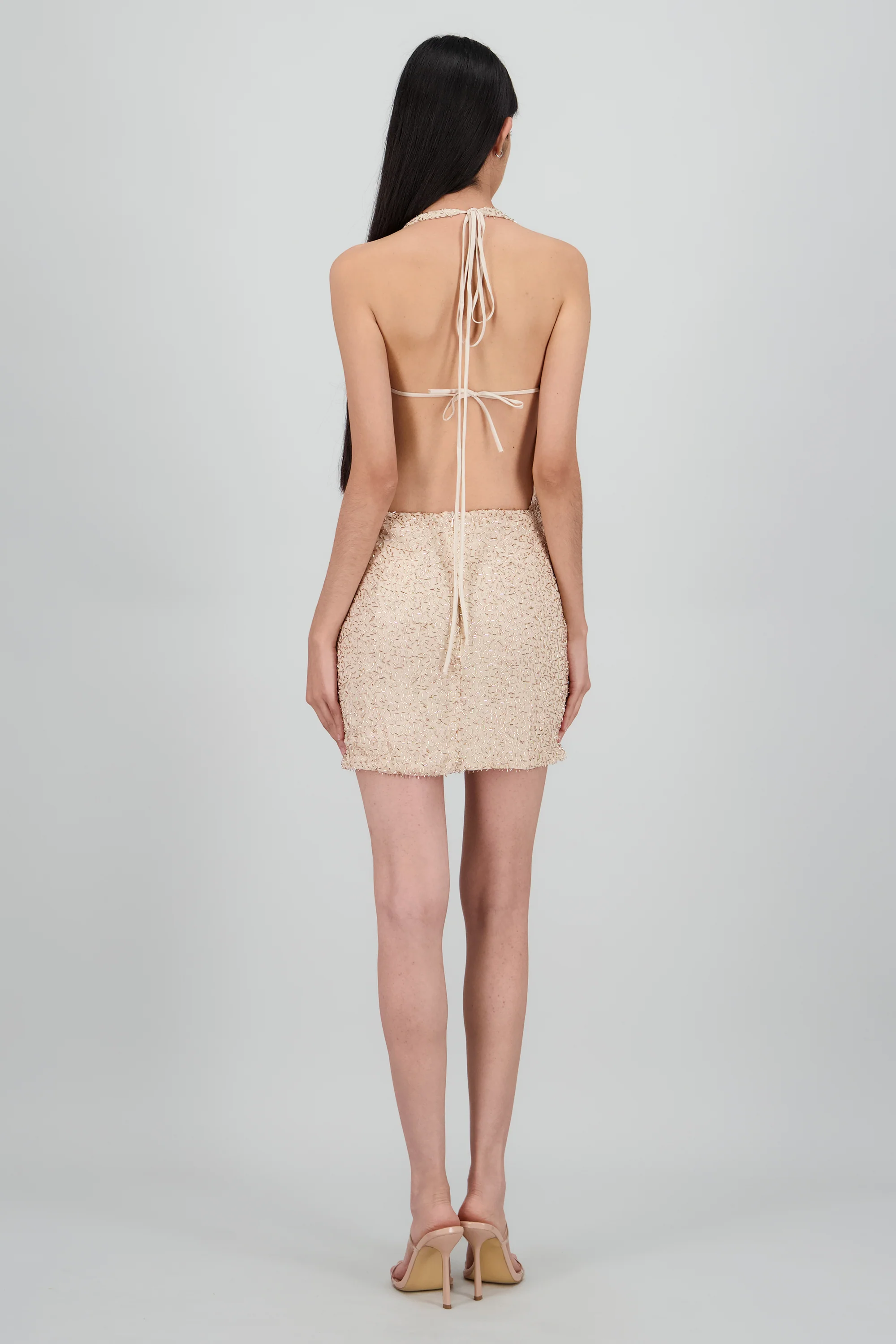 Vestido escote cascada detalle brillos - Image 4