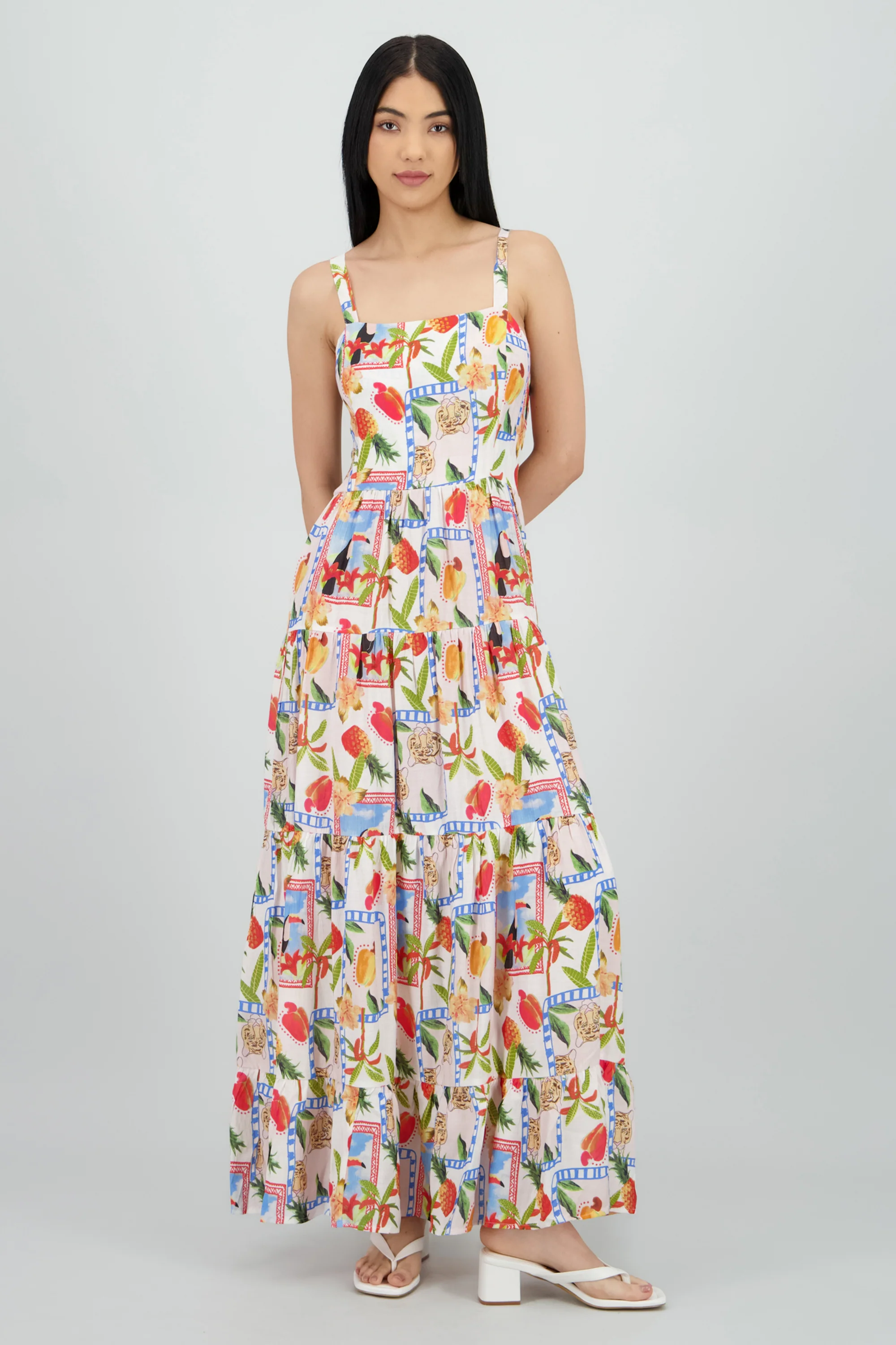 Vestido estampado tropical con tirantes - Image 2