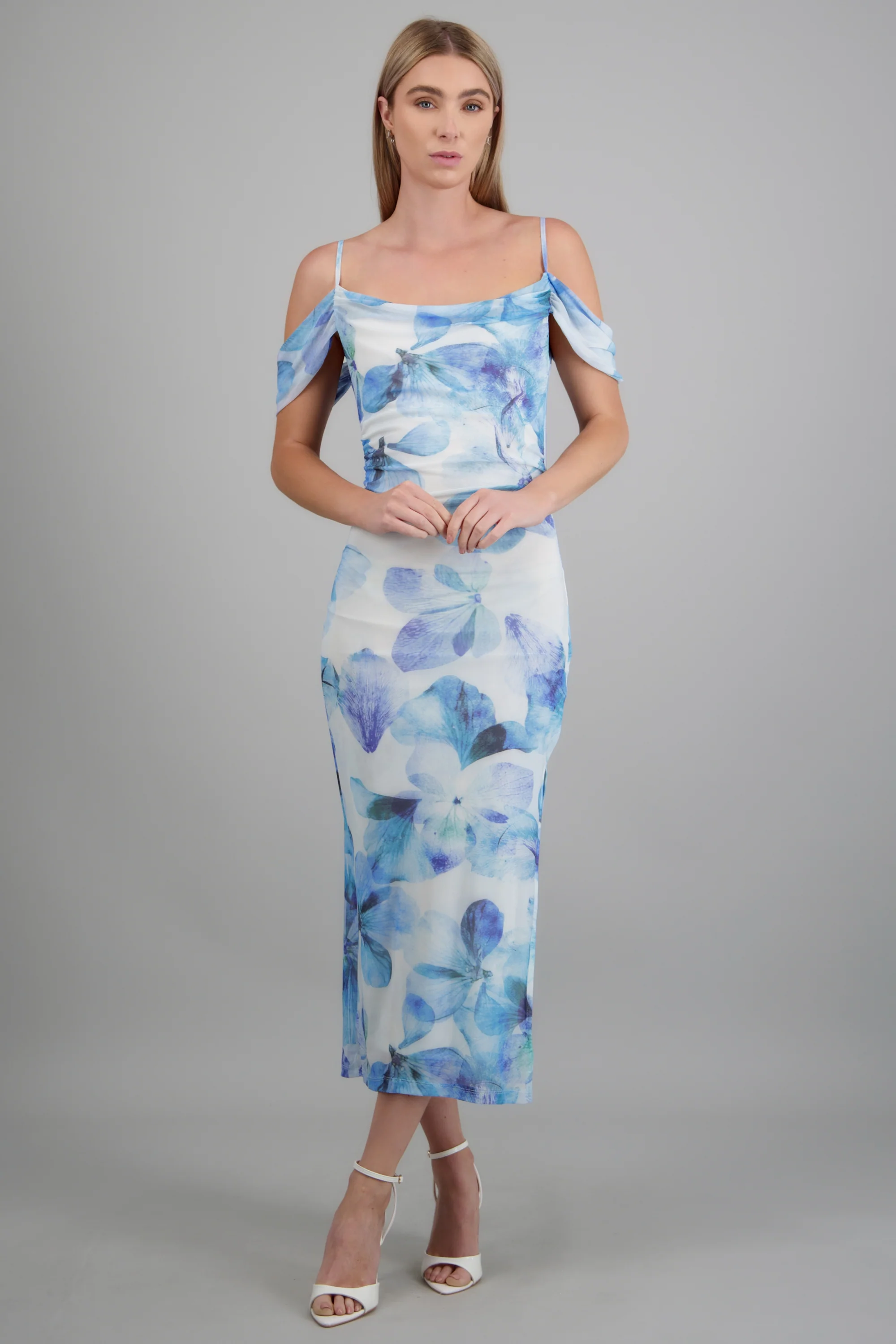 Vestido flores detalle tirante hombro - Image 3