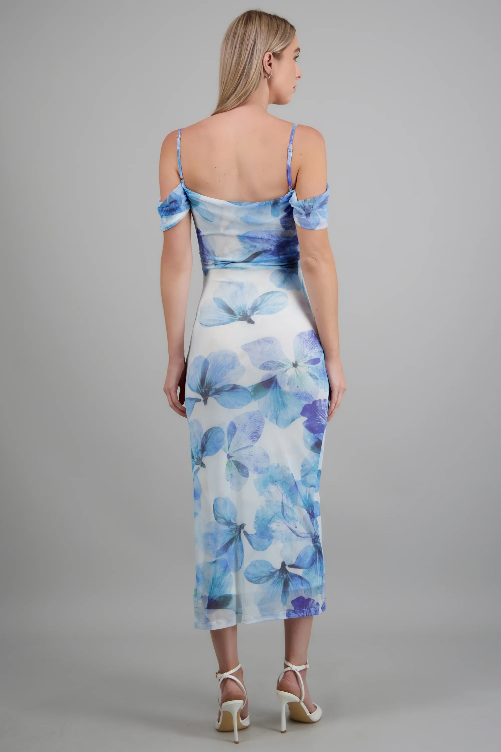 Vestido flores detalle tirante hombro - Image 4