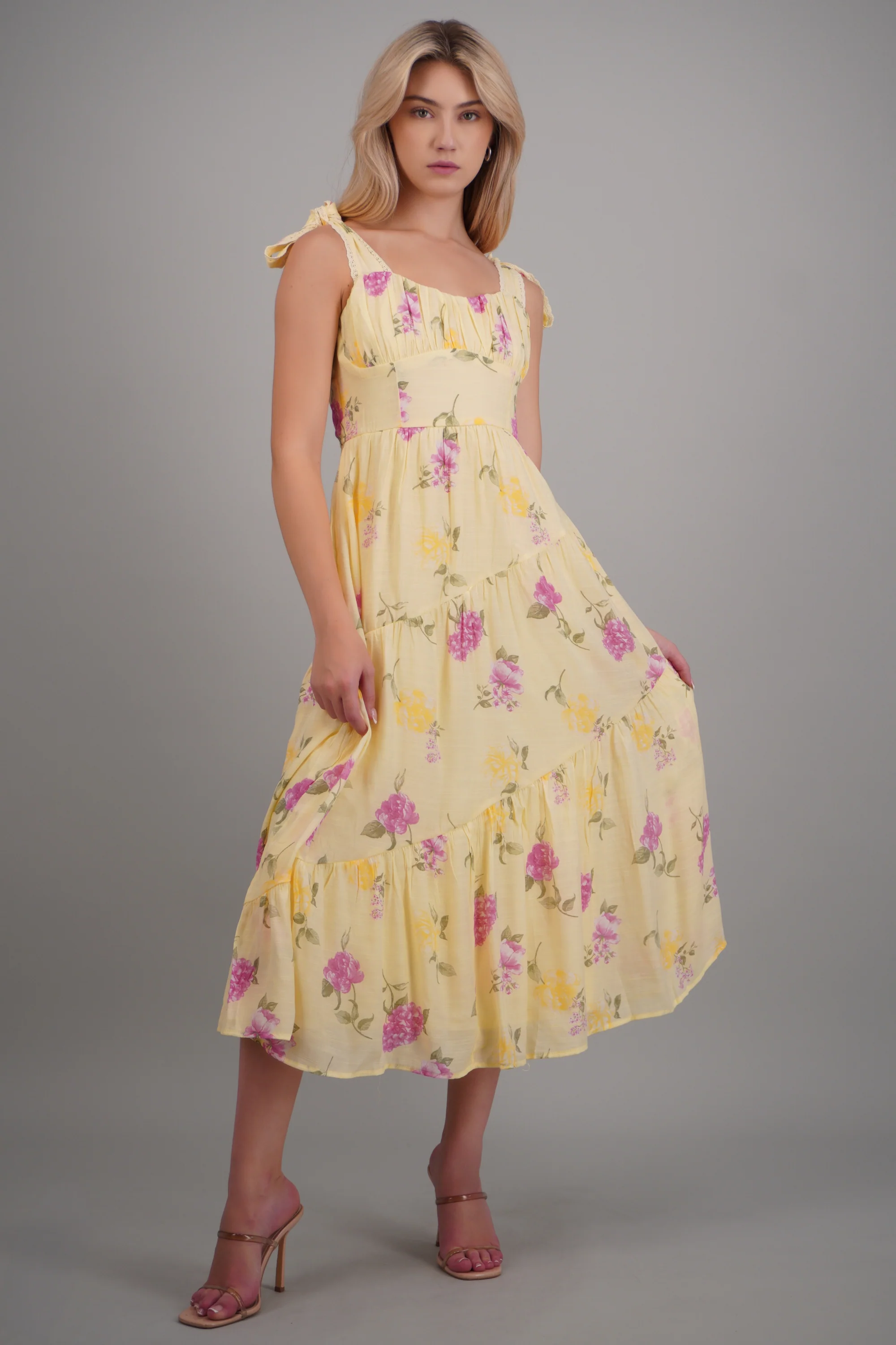Vestido flores maxi estampado flores