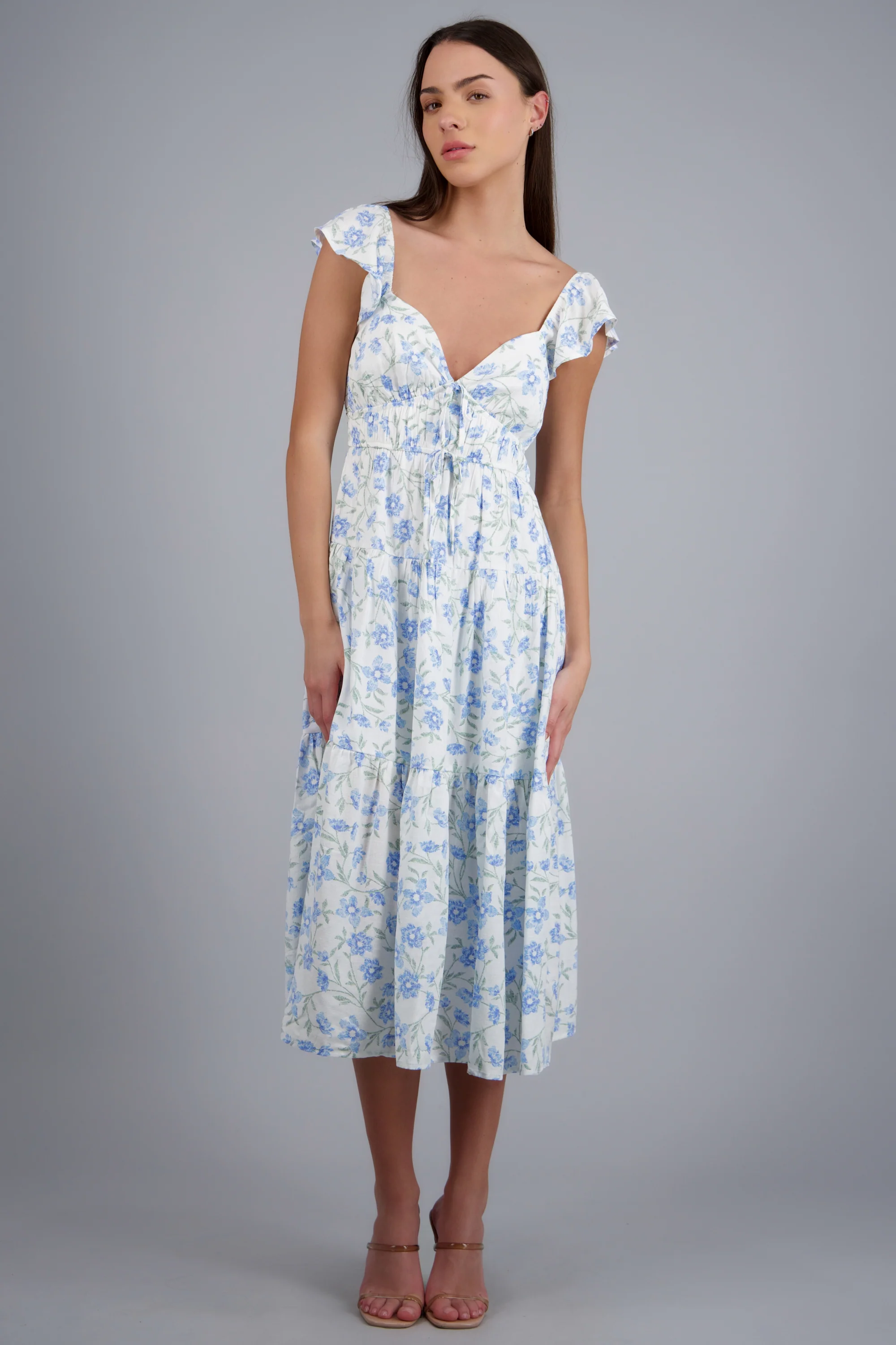 VESTIDO FLORES SMOCK CUELLO V