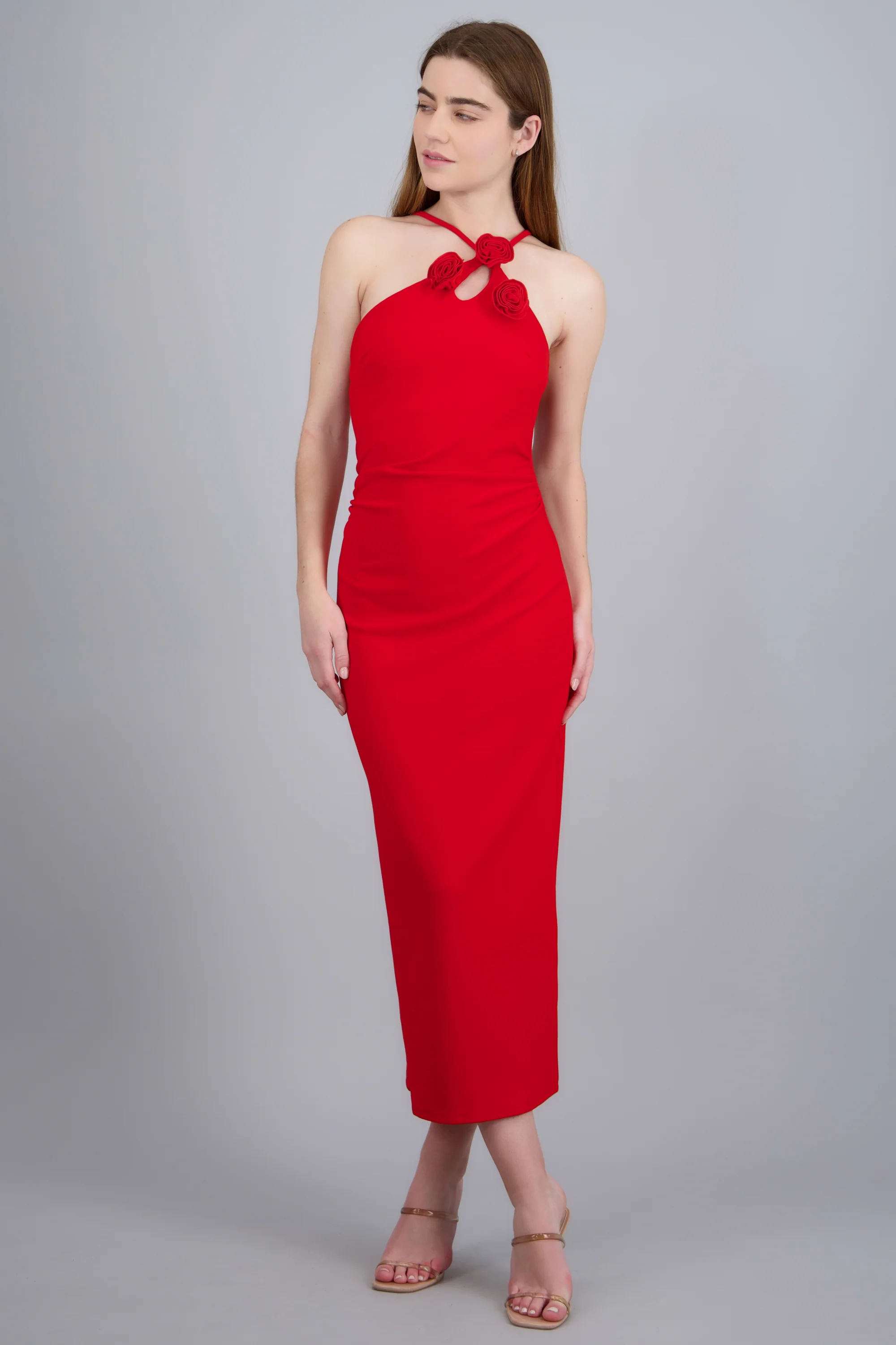 Vestido halter detalle flores