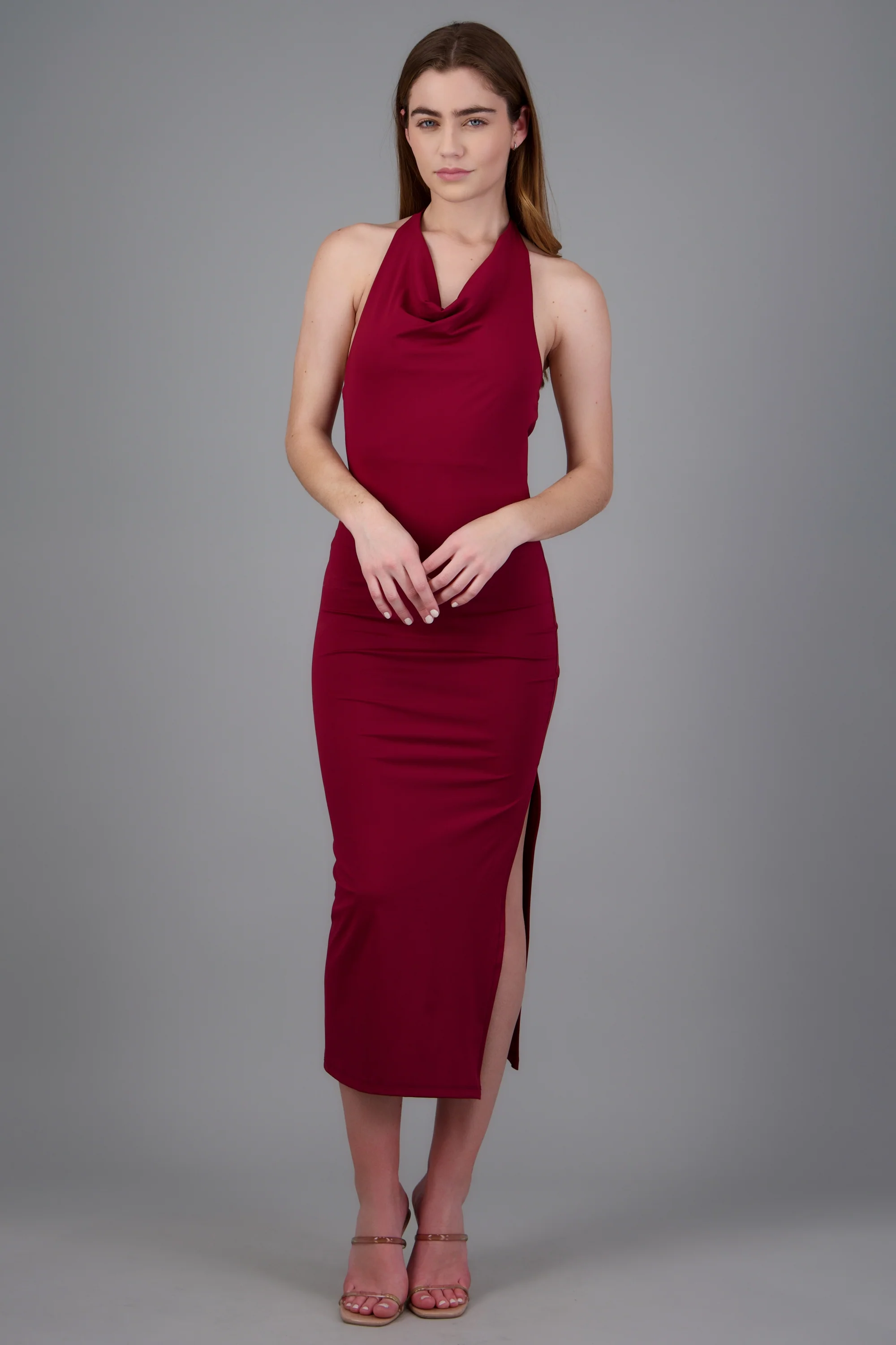 Vestido halter escote cascada - Image 2