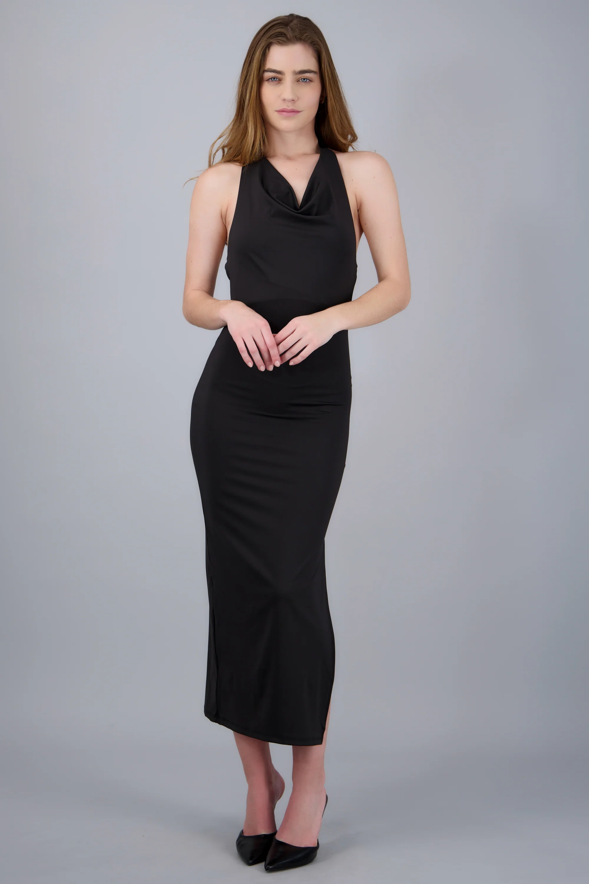 Vestido halter escote cascada - Image 4