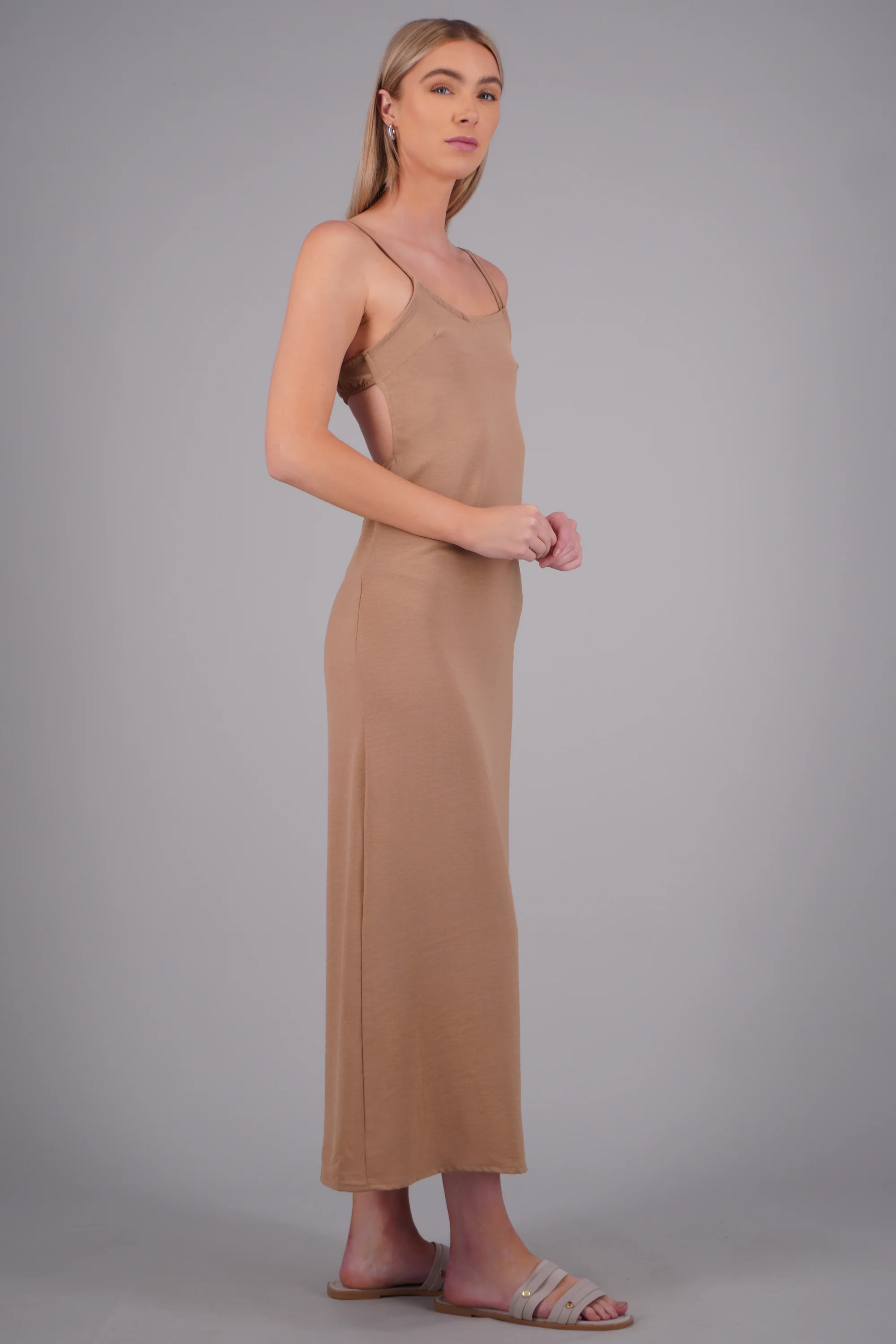 Vestido liso maxi de tirantes - Image 3