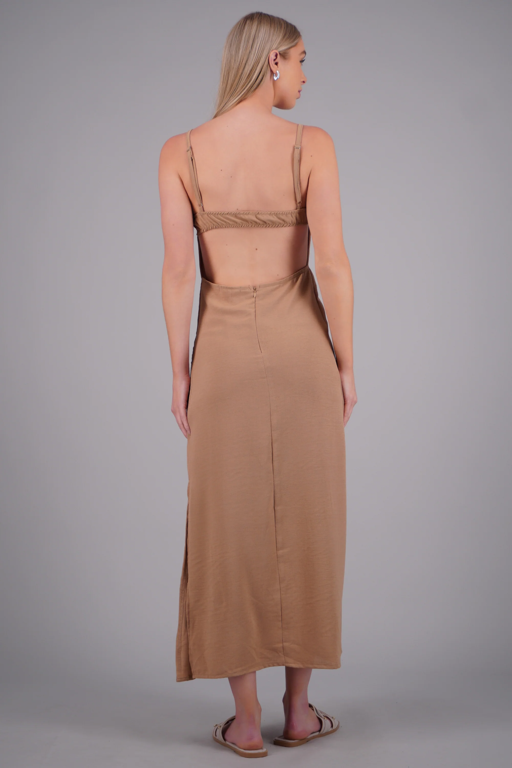 Vestido liso maxi de tirantes - Image 4