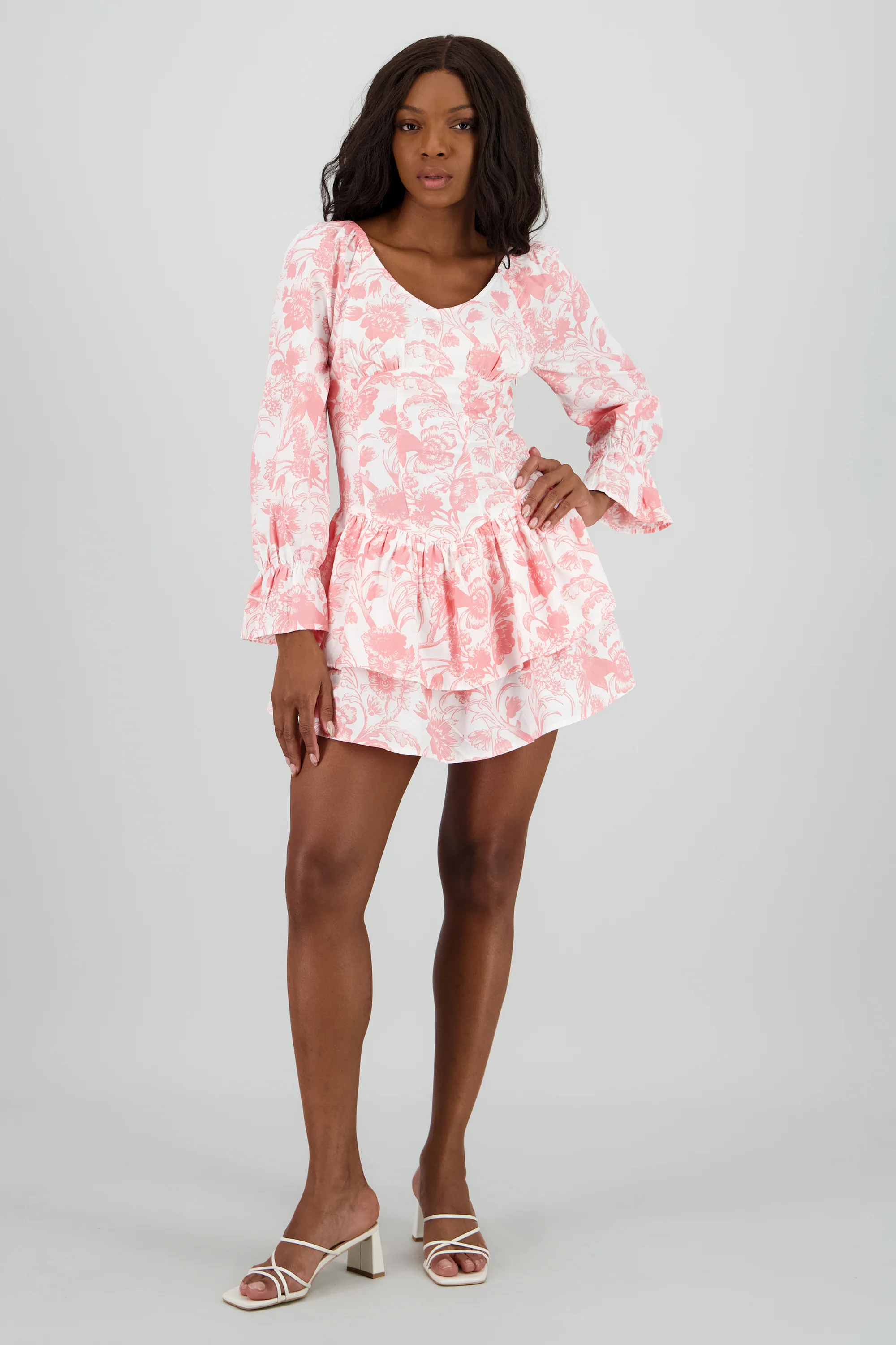 Vestido manga larga olanes estampado - Image 2