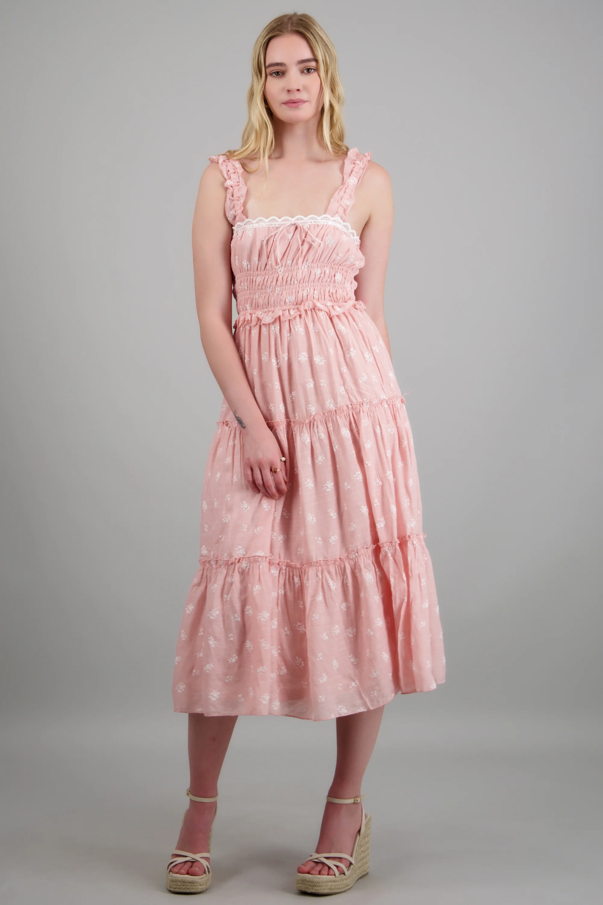 Vestido maxi bloques estampado flores - Image 2