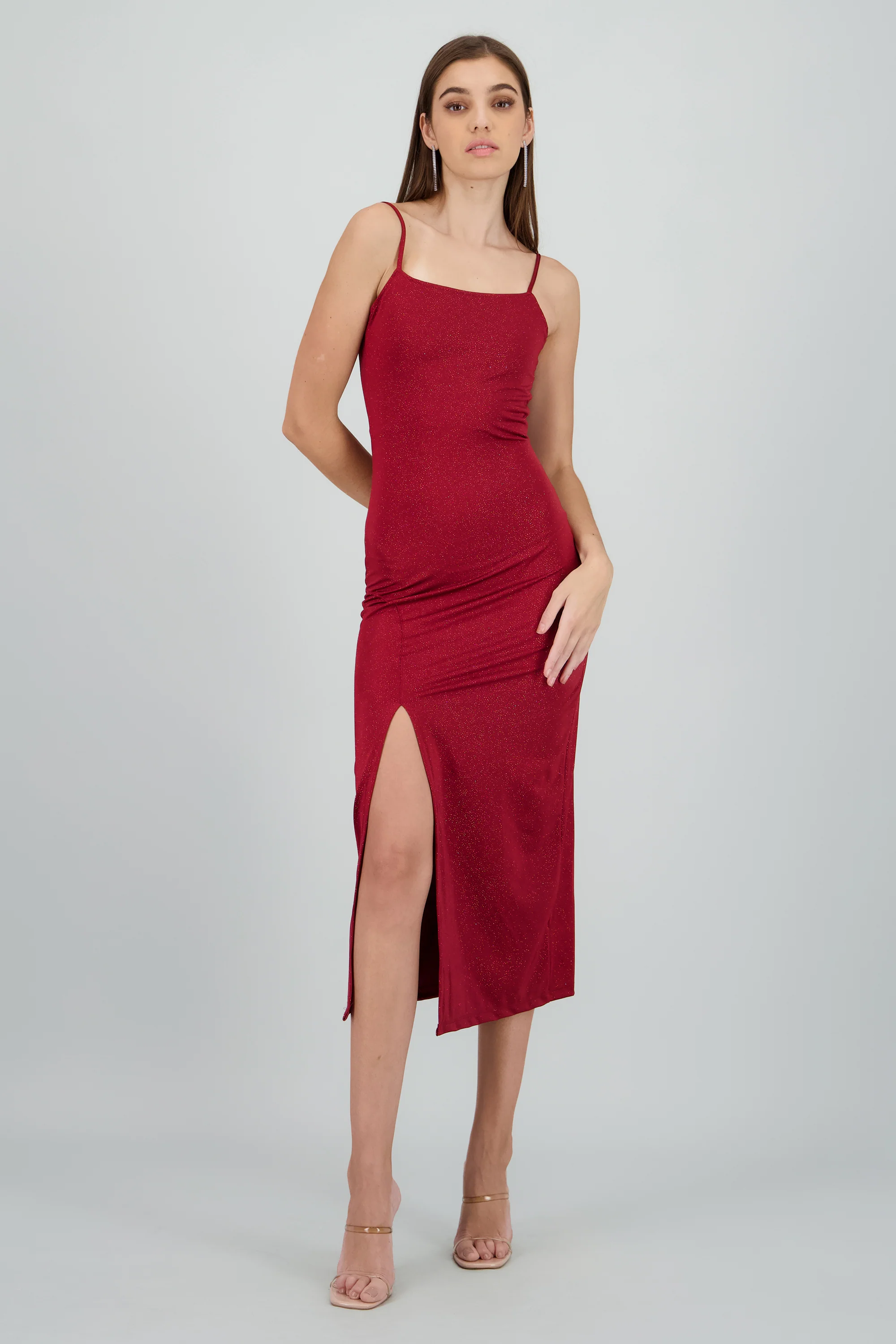 Vestido maxi brillos espalda abierta