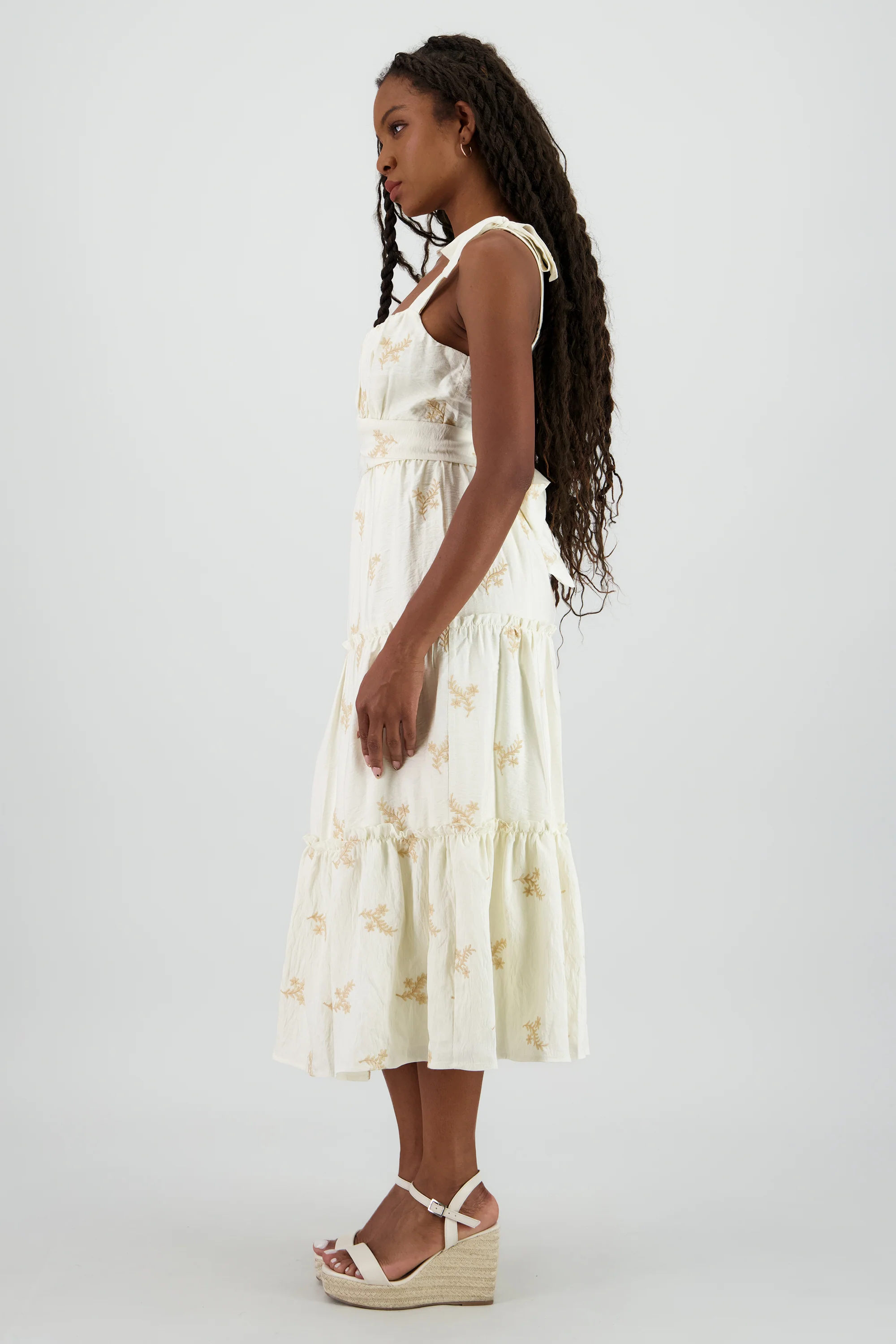 Vestido maxi con bordado de flores - Image 3