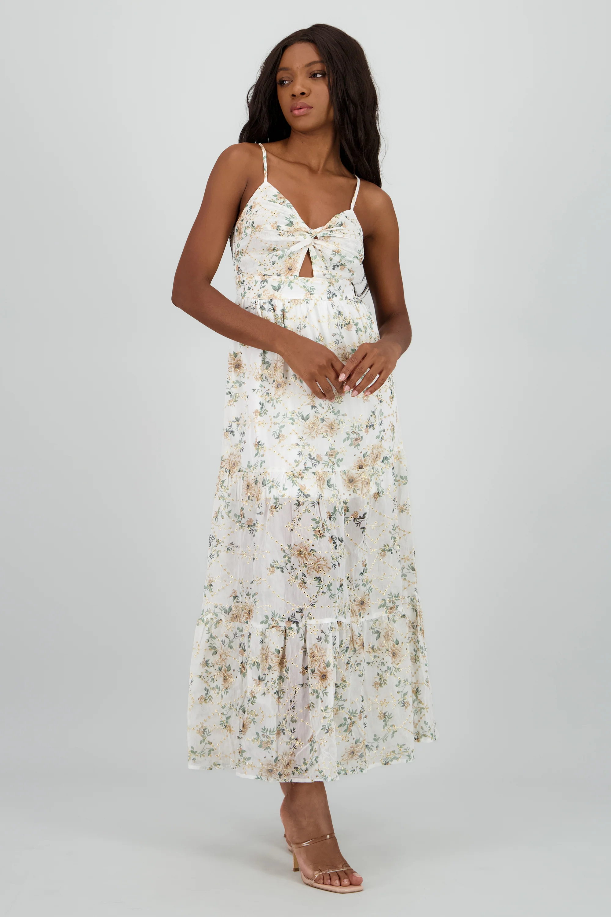 Vestido maxi con bordado y cut out - Image 2