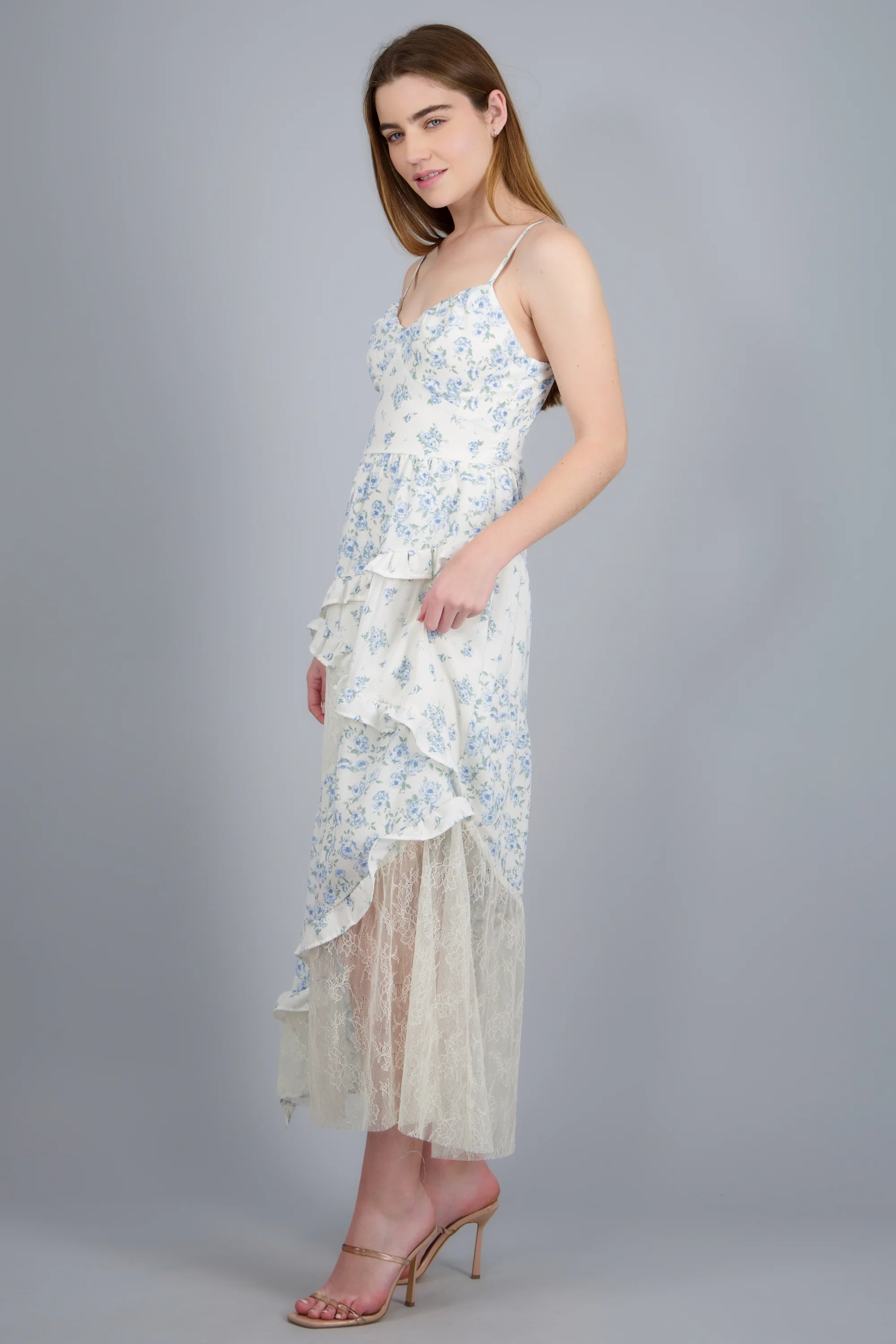 Vestido maxi con cortes con olanes - Image 3