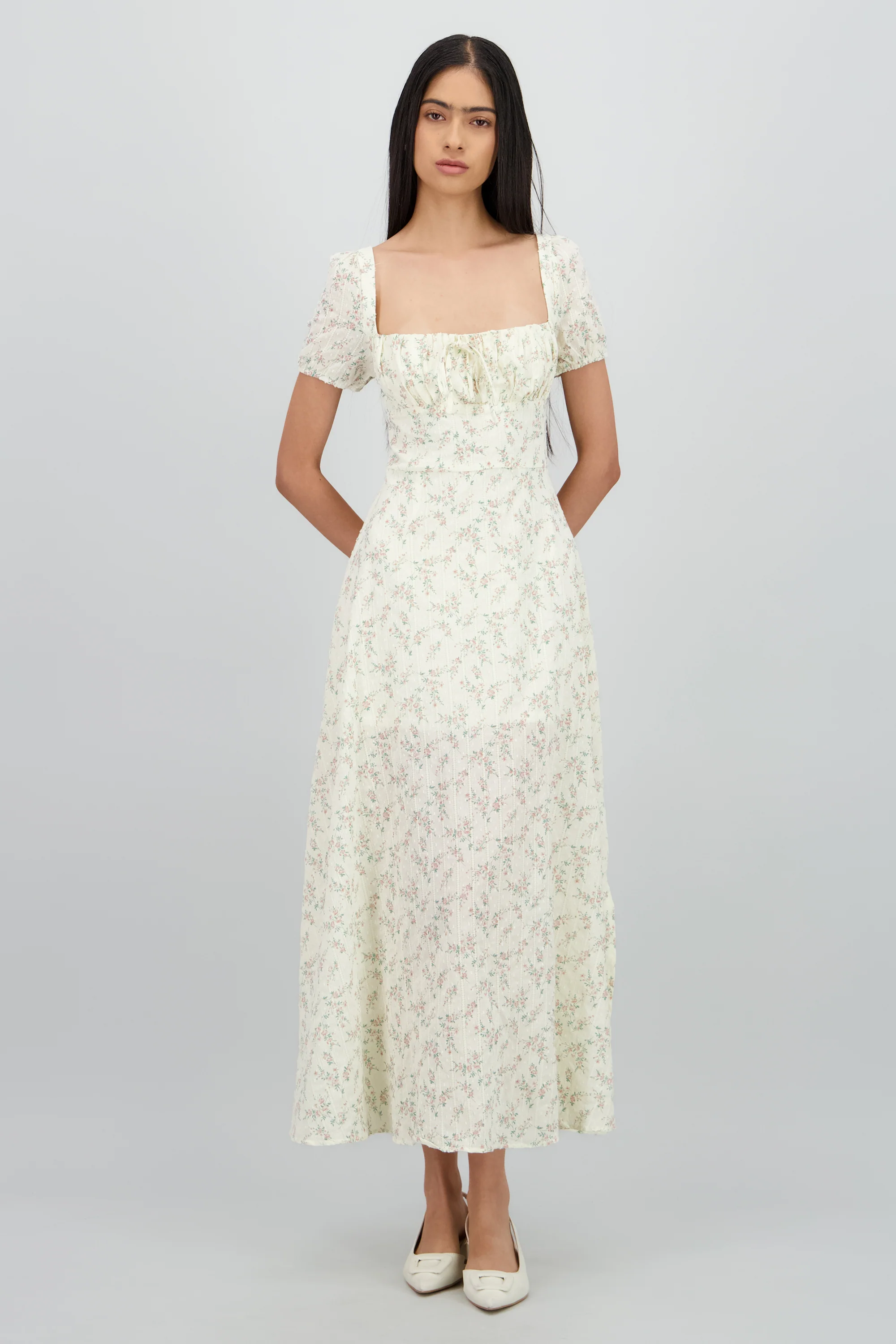Vestido maxi con flores textura - Image 2