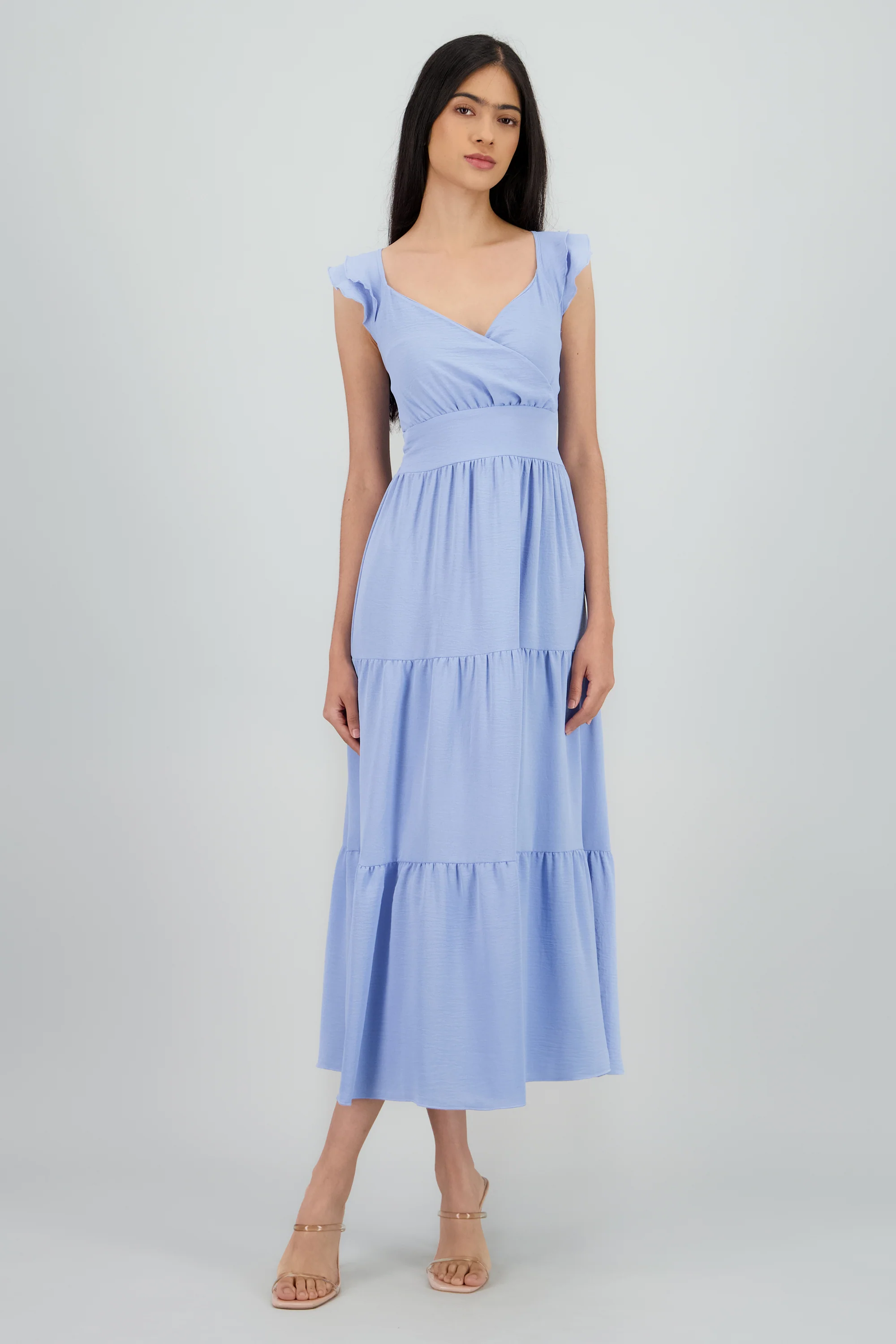 Vestido maxi con olanes