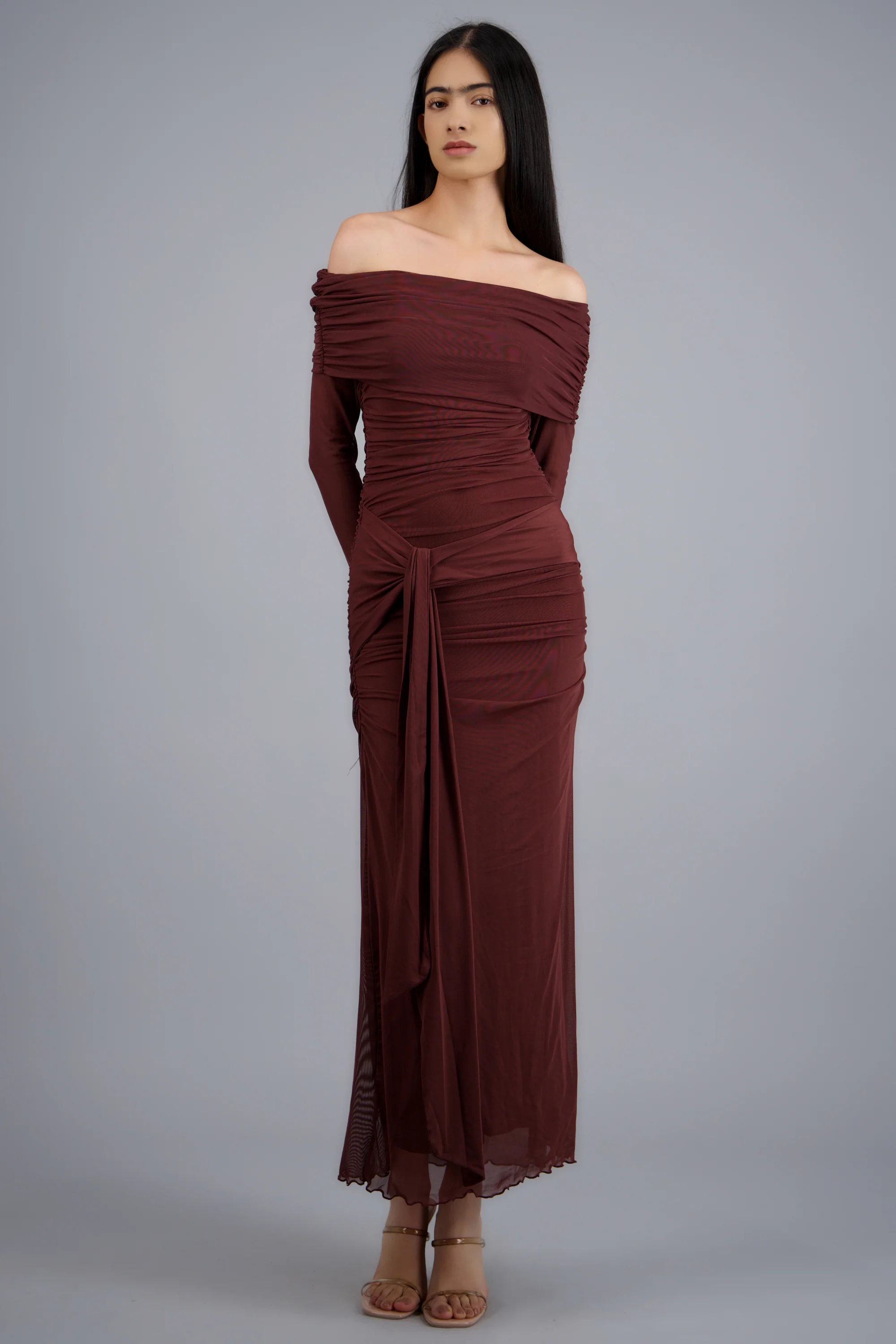 Vestido maxi de mesh con nudo - Image 4
