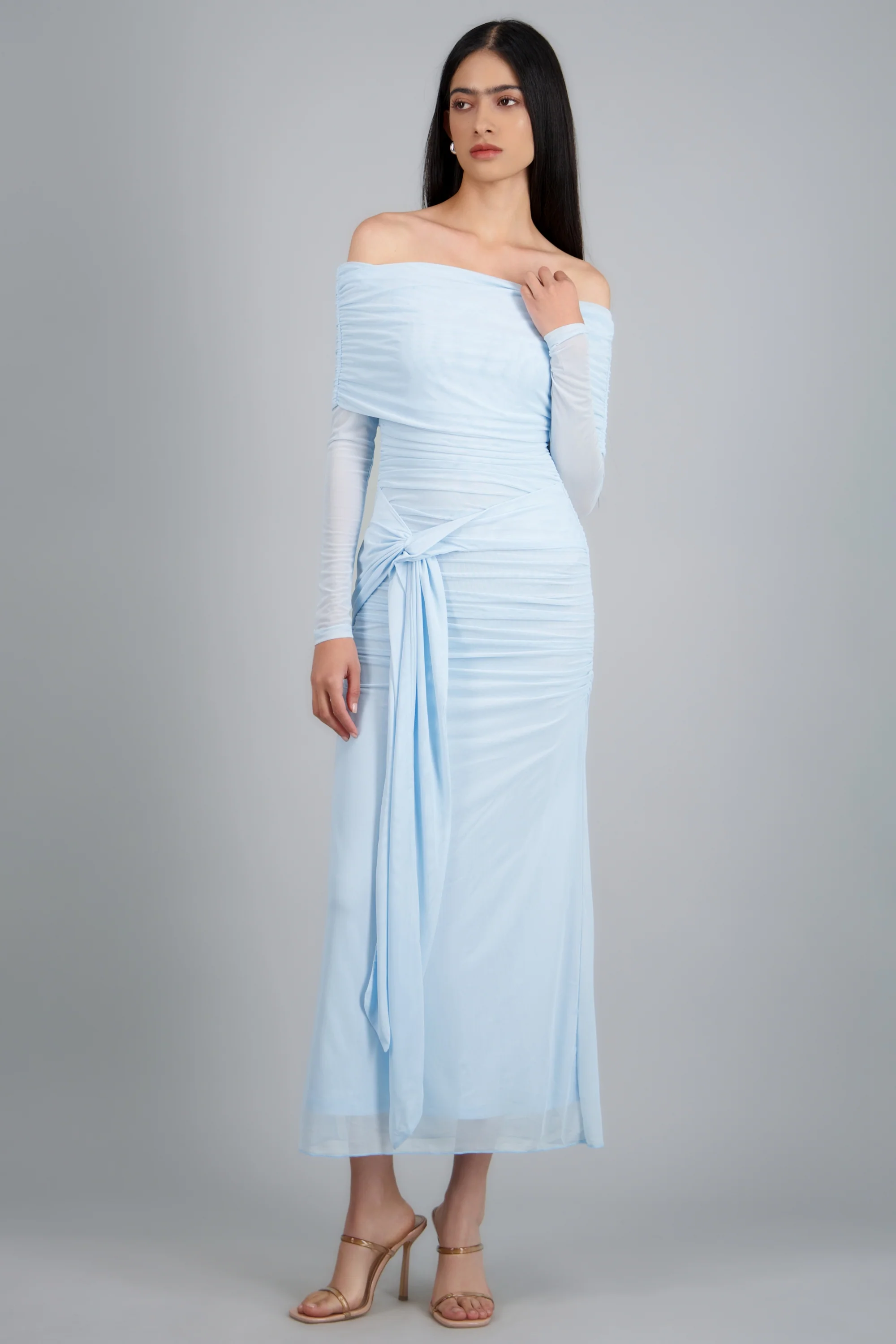 Vestido maxi de mesh con nudo - Image 2