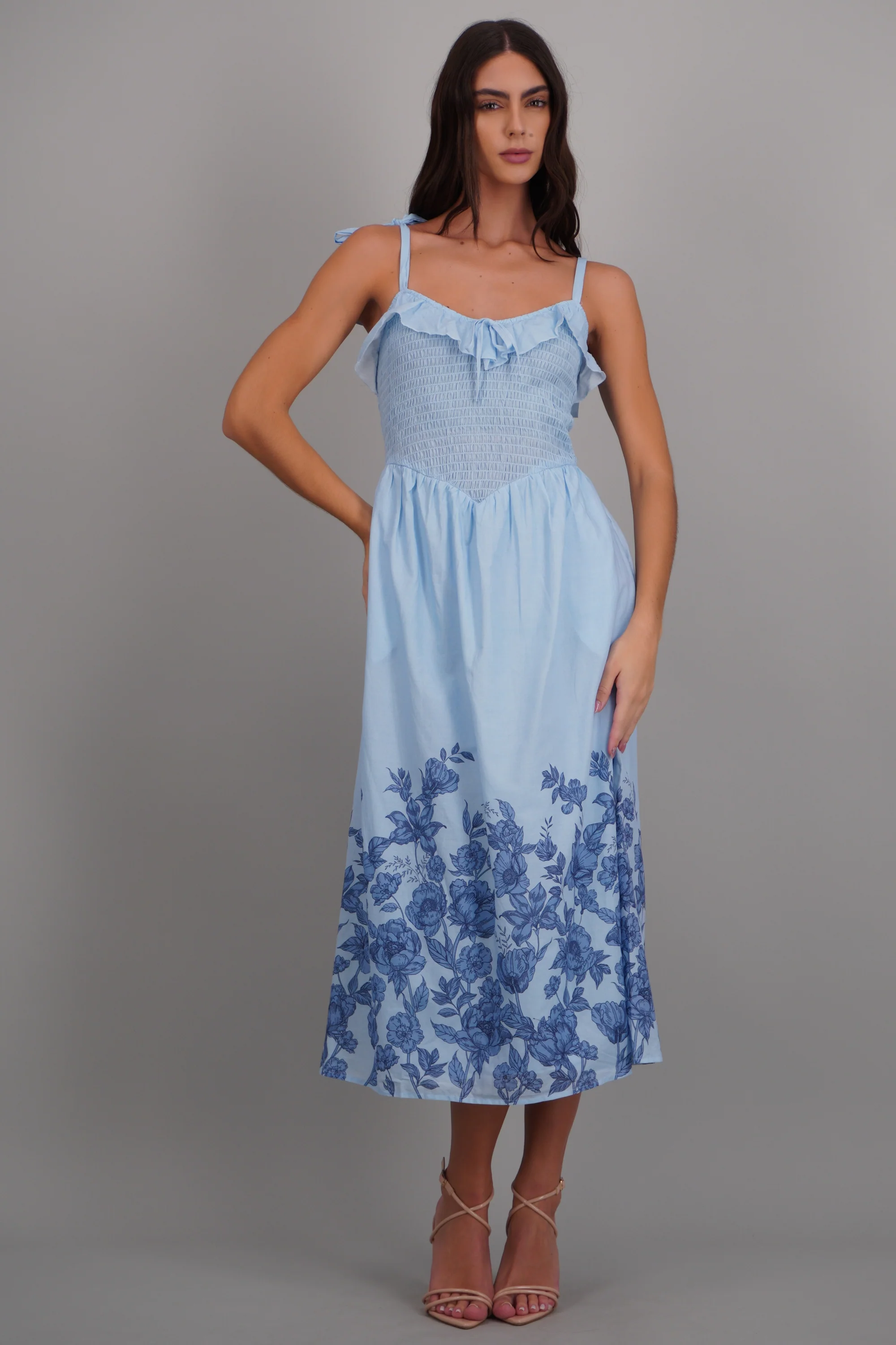 Vestido maxi detalle flores