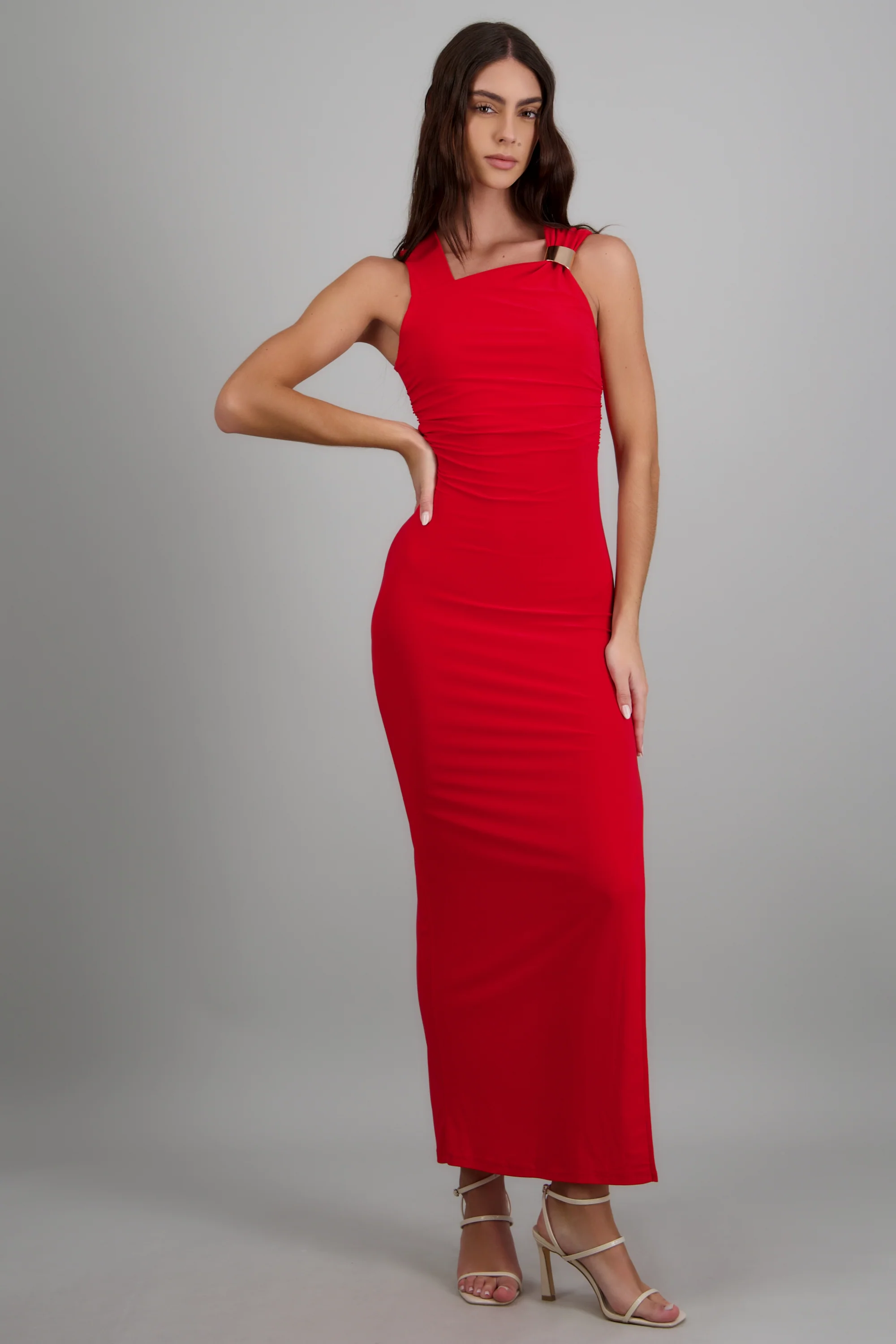 Vestido maxi detalle herraje hombro - Image 3