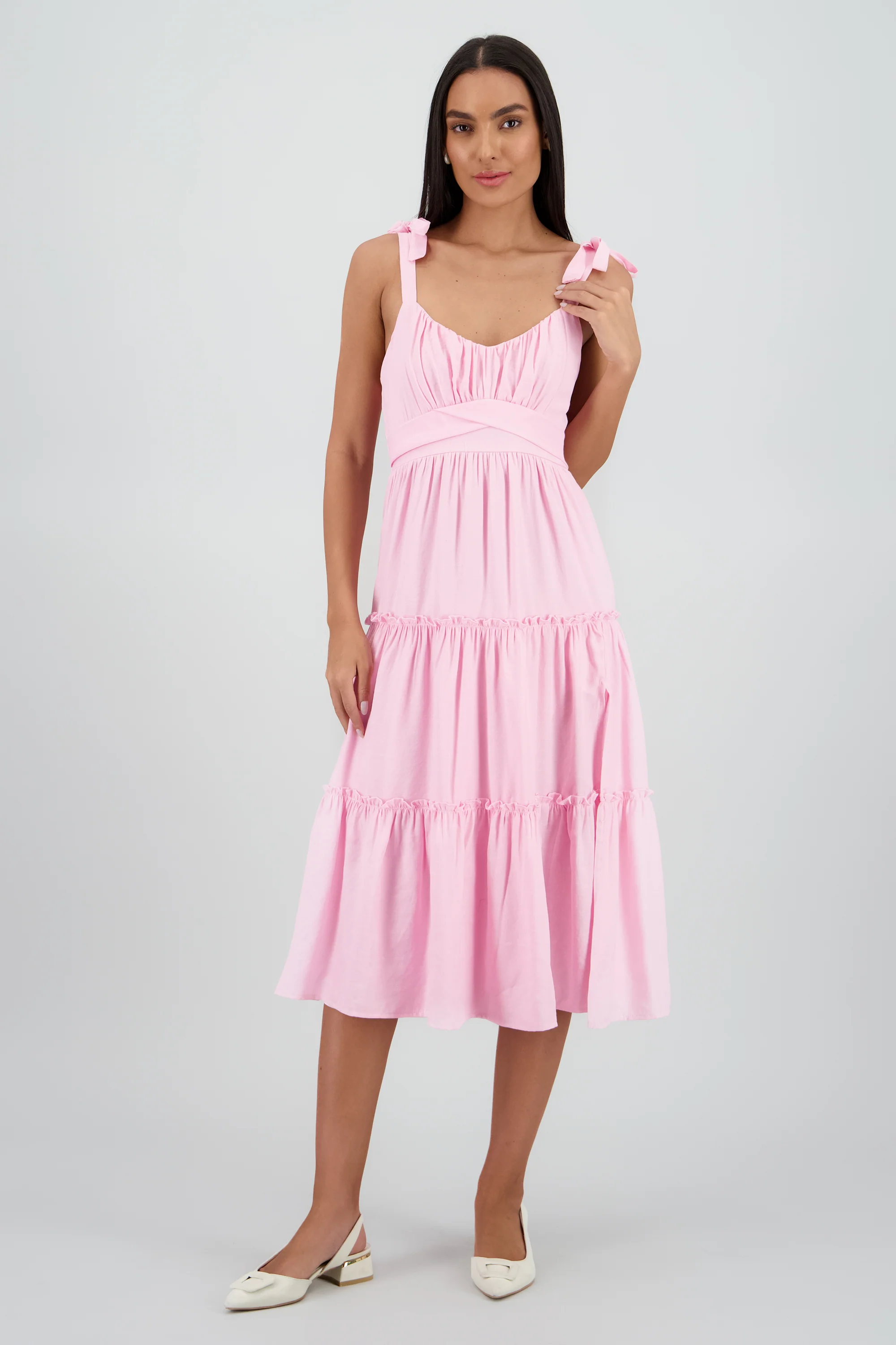 Vestido maxi detalle tirantes amarres