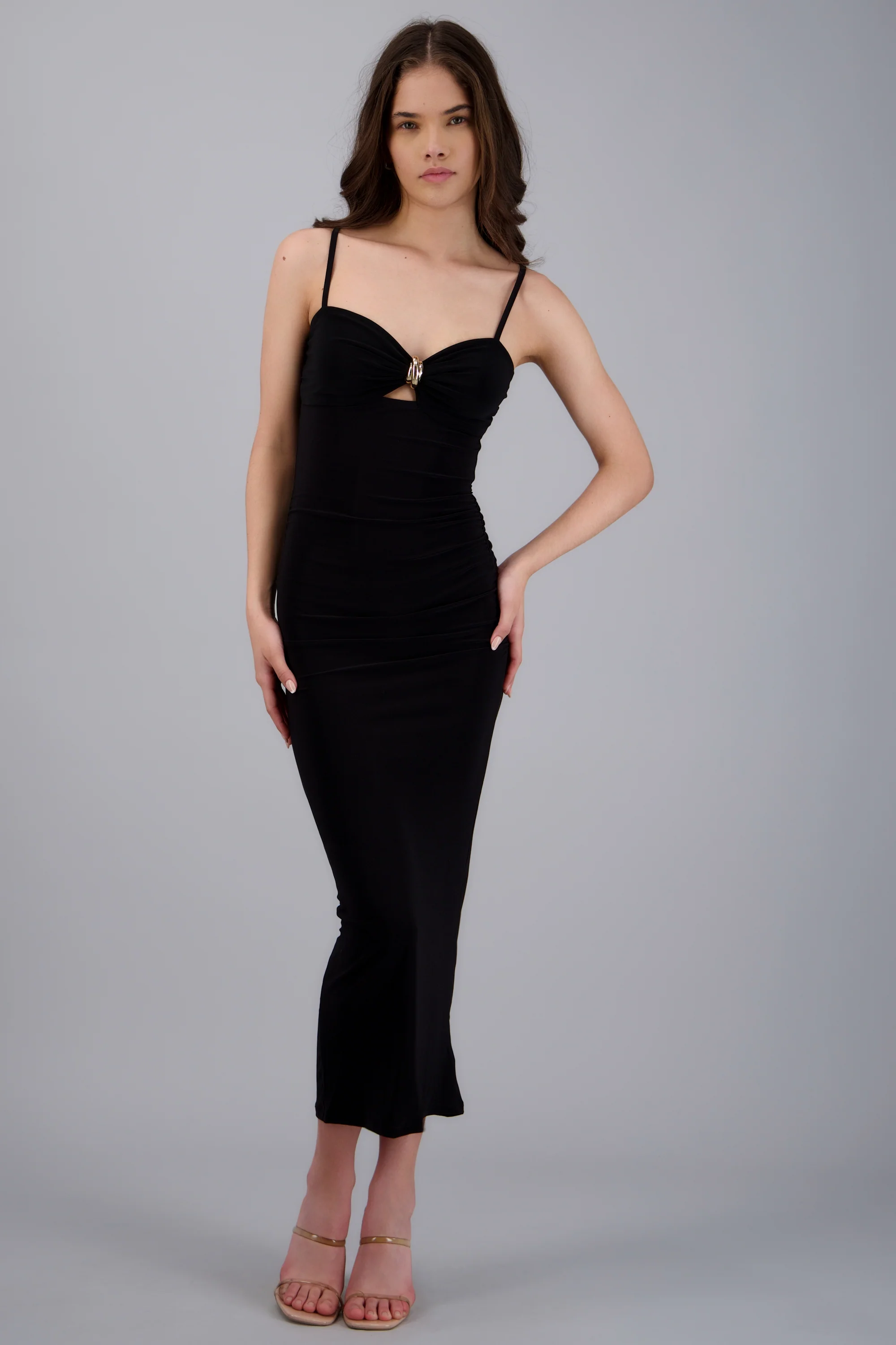 Vestido maxi drapeado