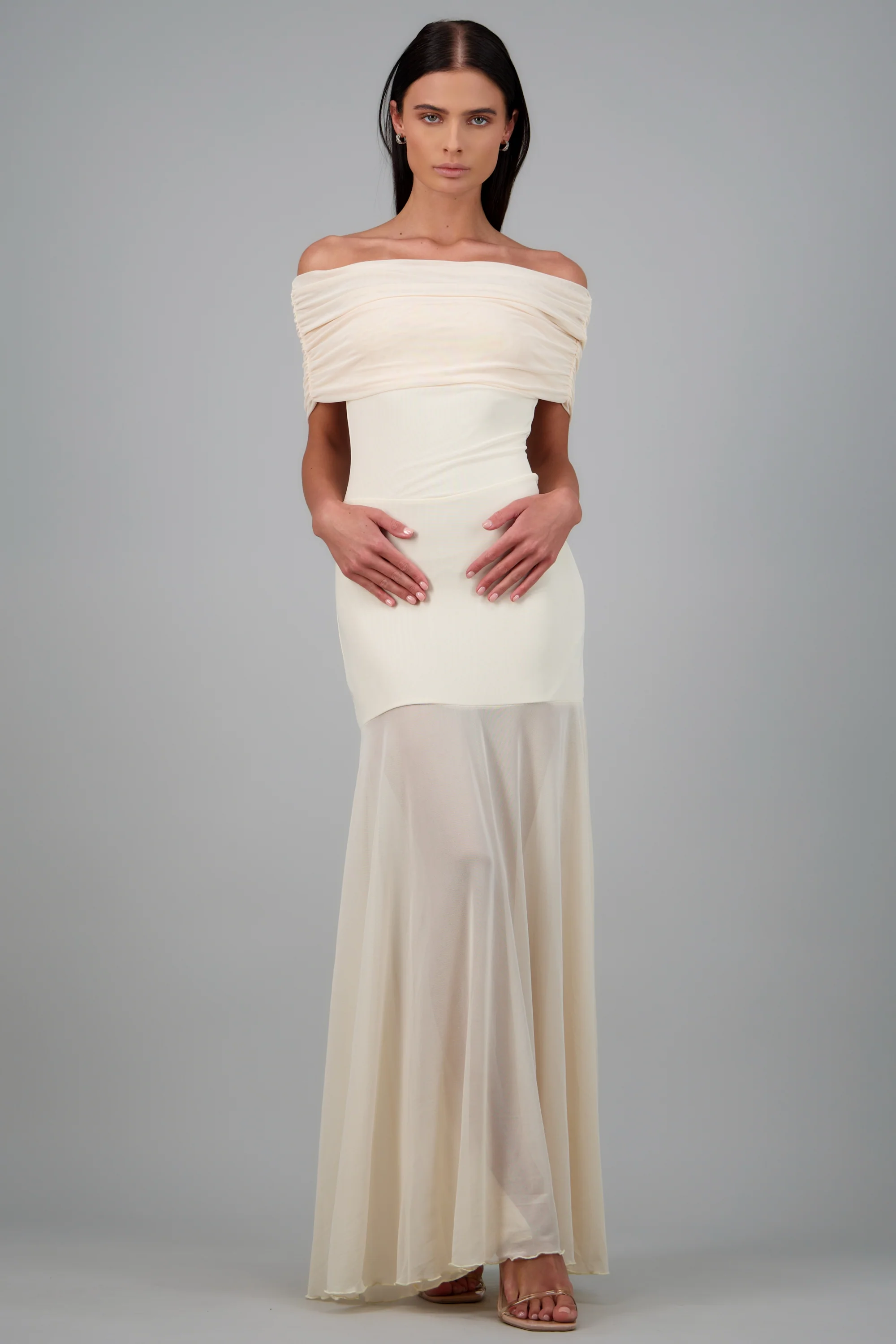 Vestido maxi drapeado transparencias - Image 3