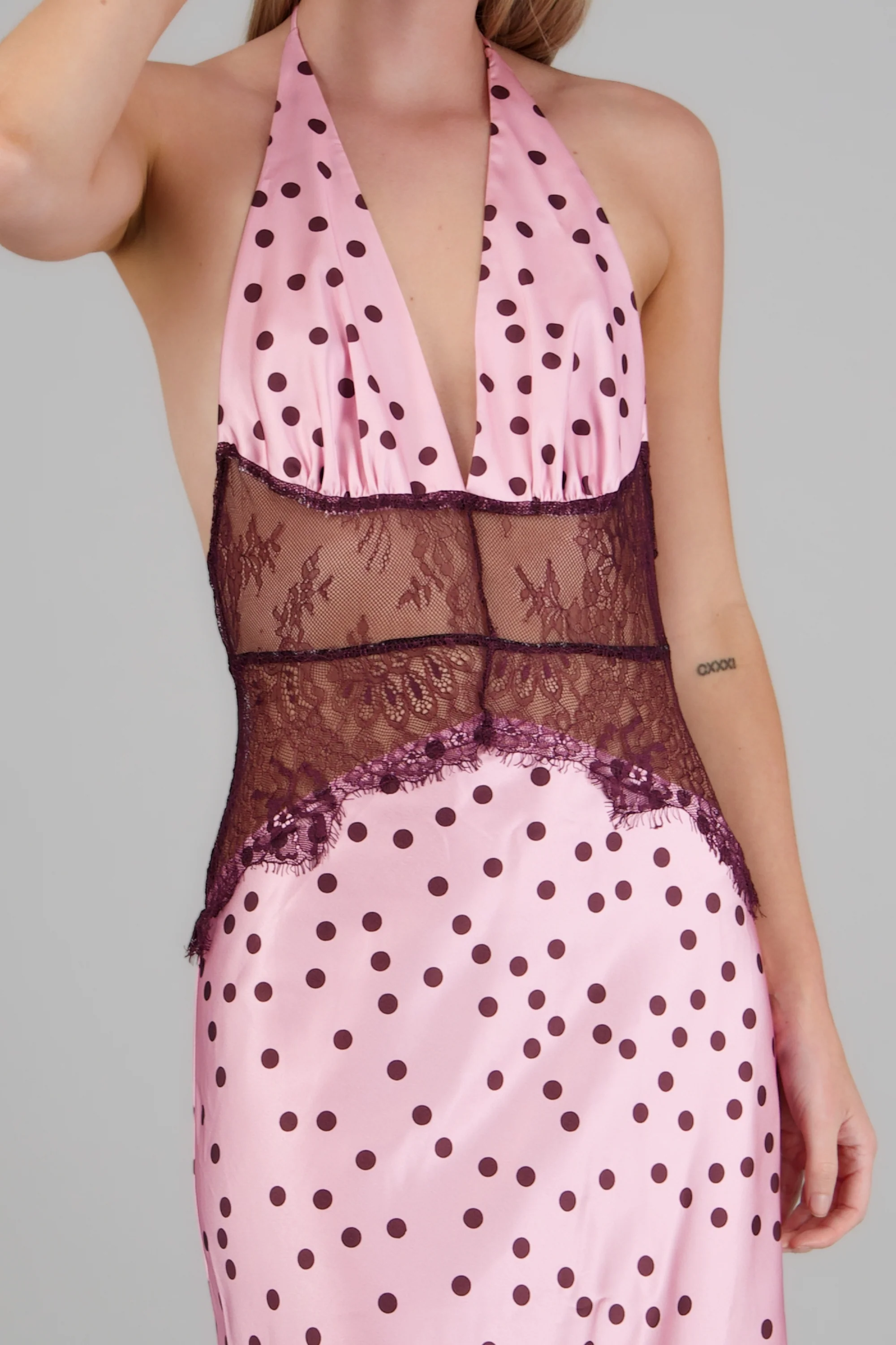 Vestido maxi encaje espalda descubierta polka dots - Image 5