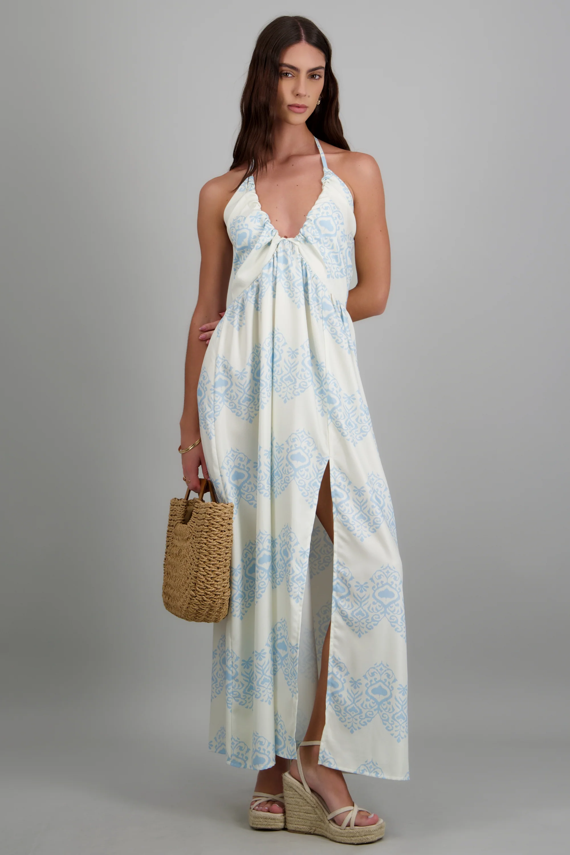 Vestido maxi estampado detalle escote - Image 3