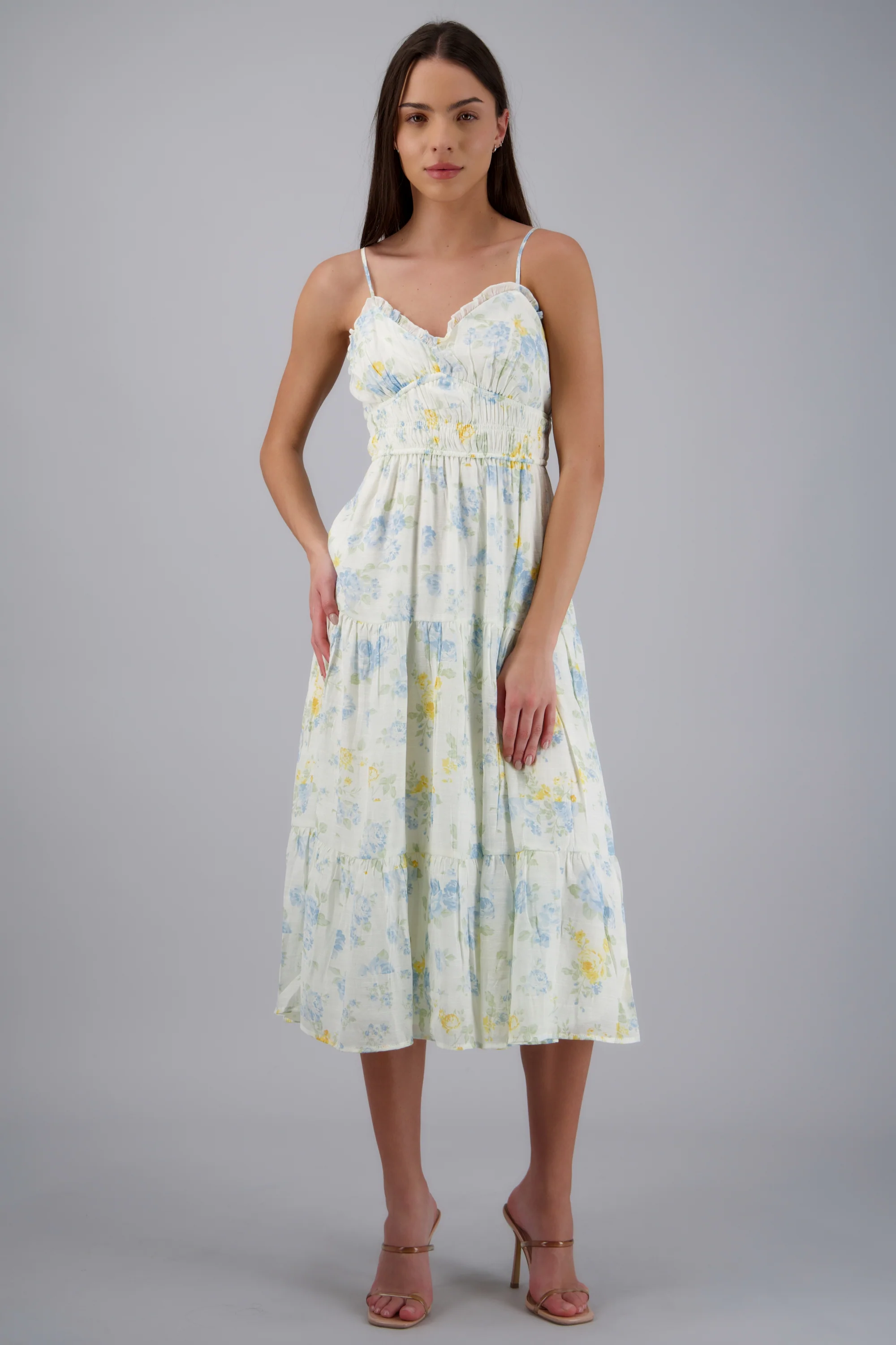 VESTIDO MAXI CON TIRANTES ESTAMPADO FLORES