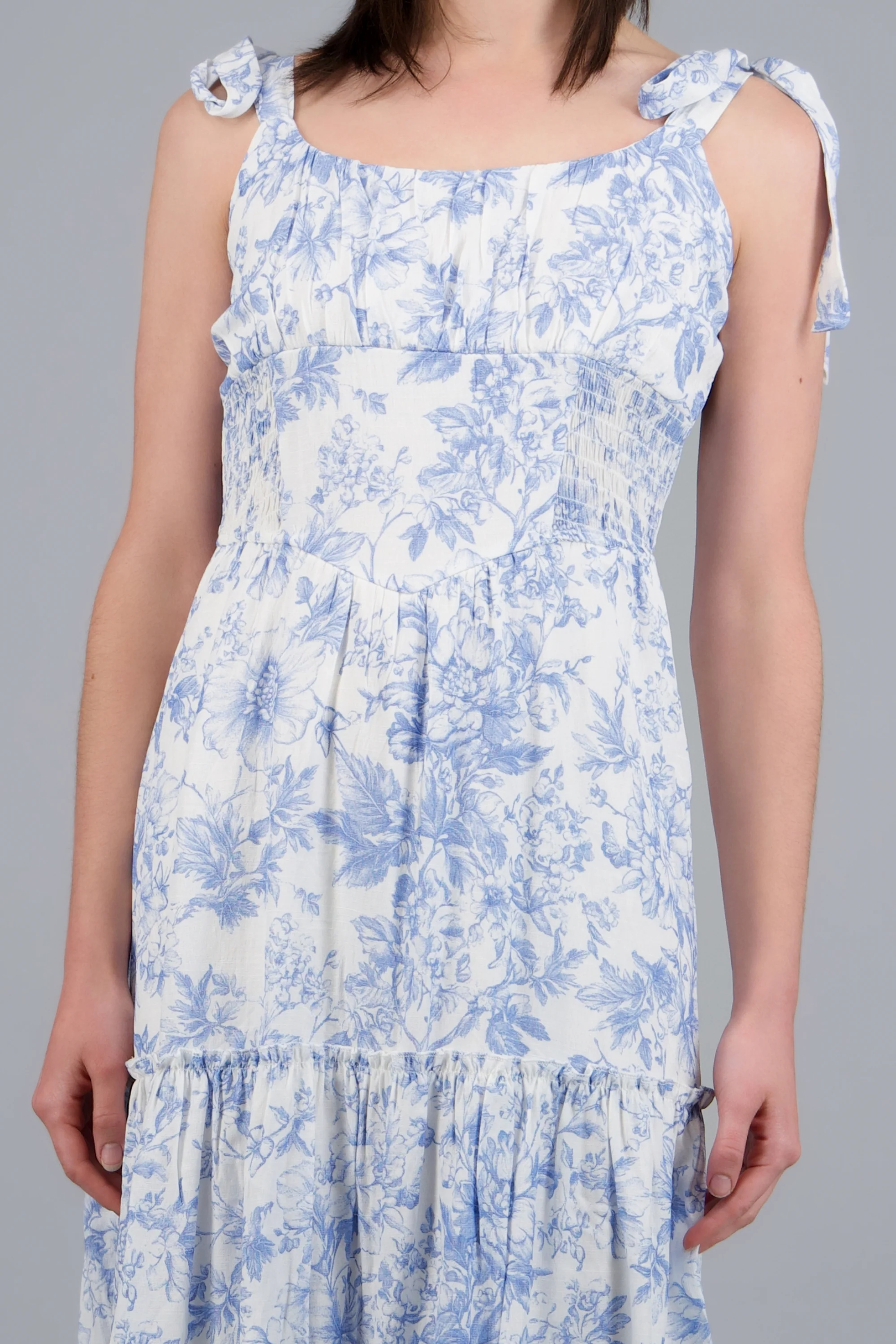 Vestido maxi estampado flores con tirantes amarres - Image 5
