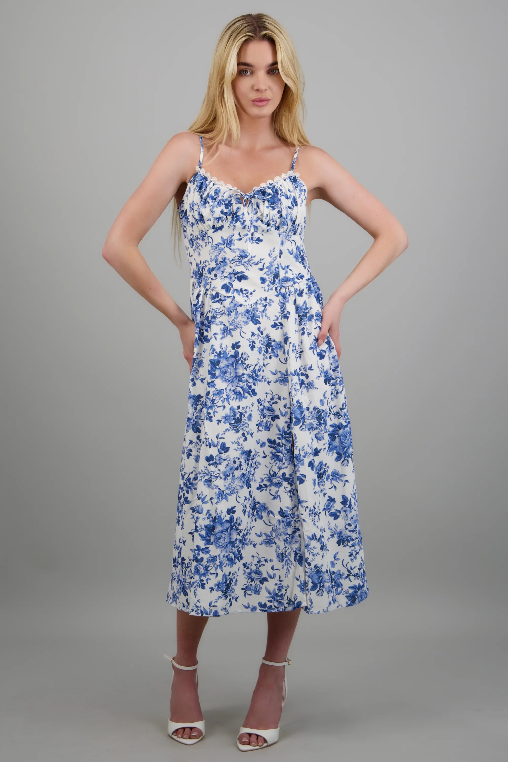 Vestido maxi estampado lino