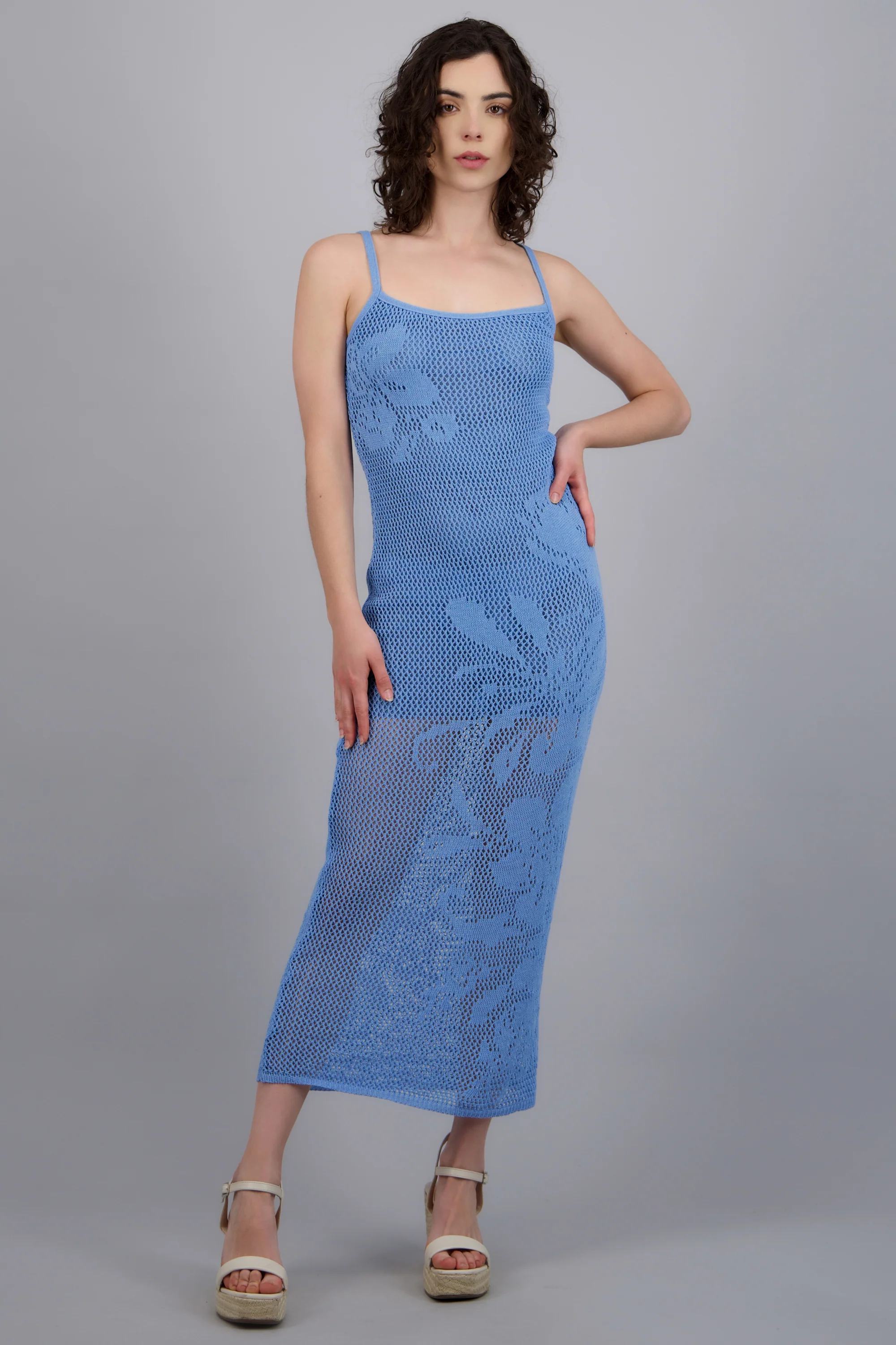 Vestido maxi flores calado