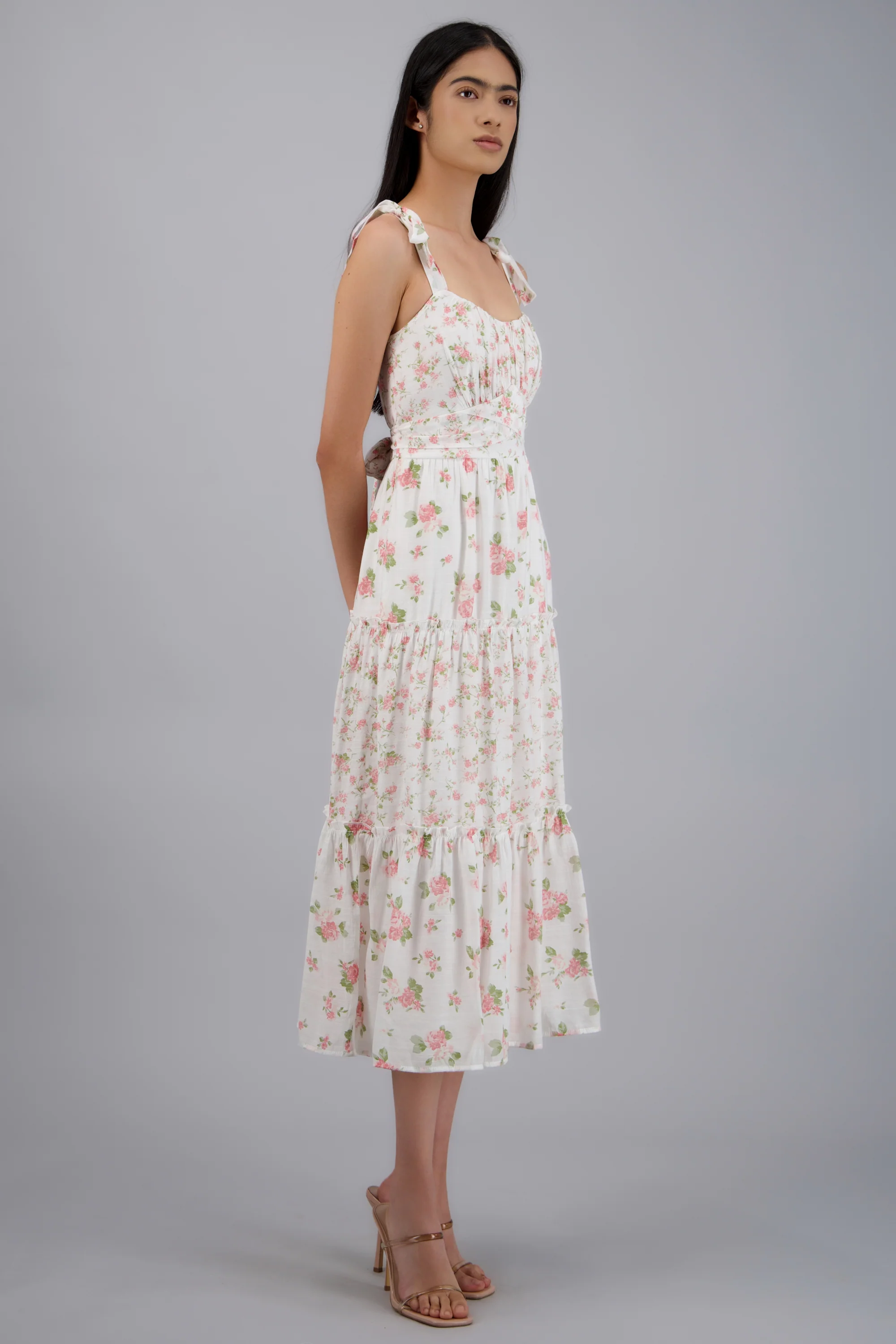 Vestido maxi flores con amarre tirantes - Image 2