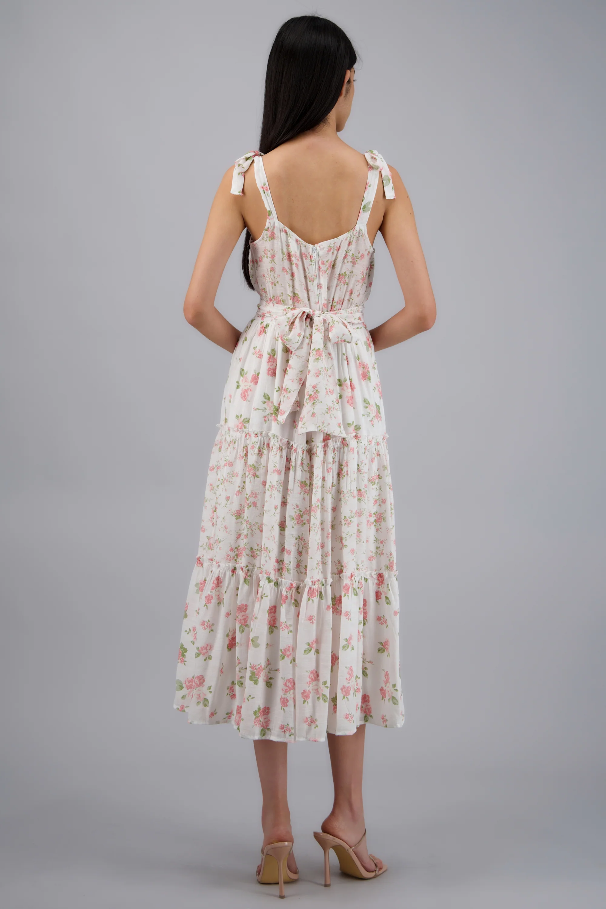Vestido maxi flores con amarre tirantes - Image 4