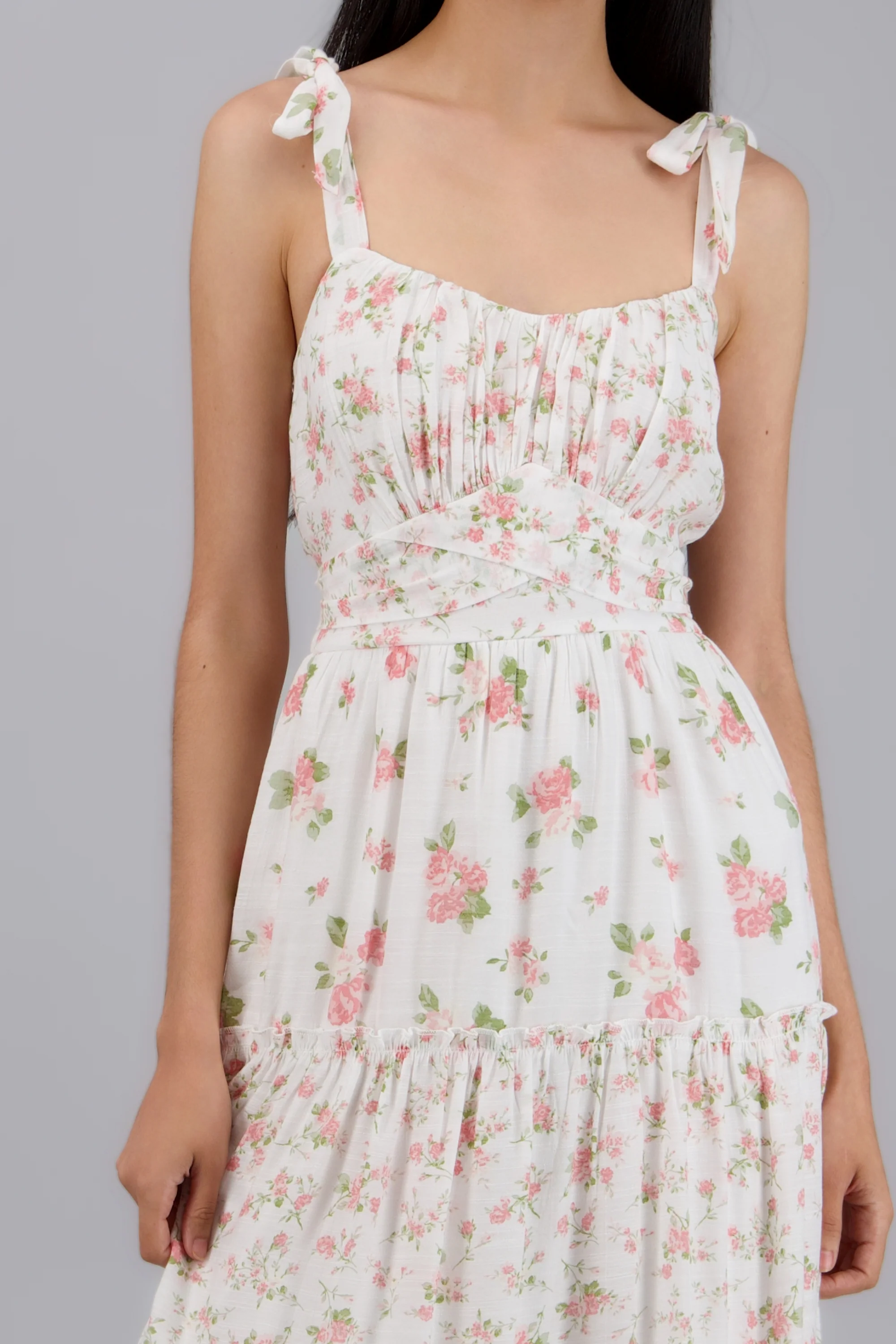 Vestido maxi flores con amarre tirantes - Image 5