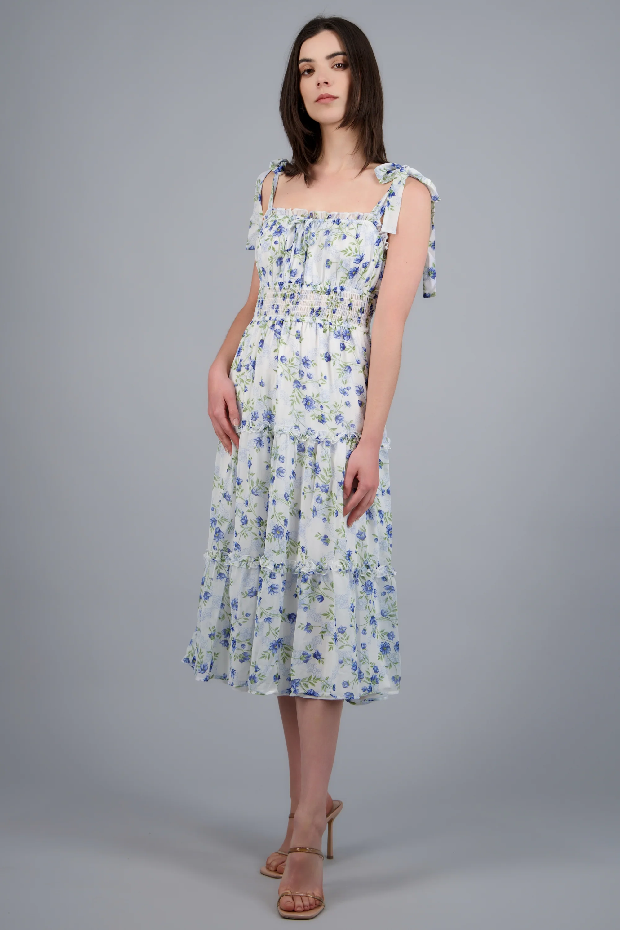 VESTIDO FLORES TIRANTES AMARRE